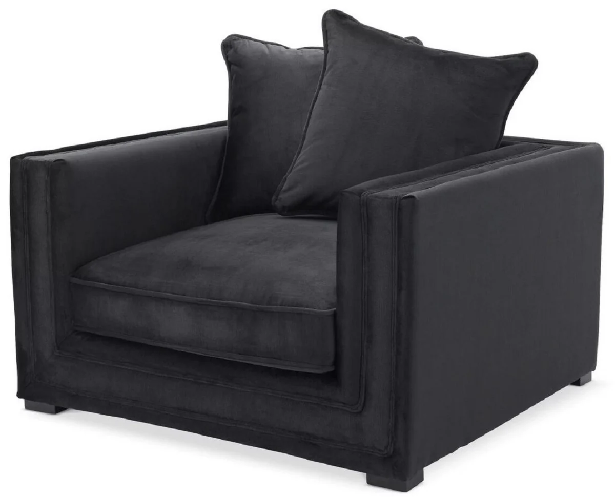 Luxury armchair with 2 cushions black 112 x 106 x H. 83 cm - living room armchair - hotel armchair - living room furniture - hotel furniture - luxury furniture - living room furnishings - luxury furnishings