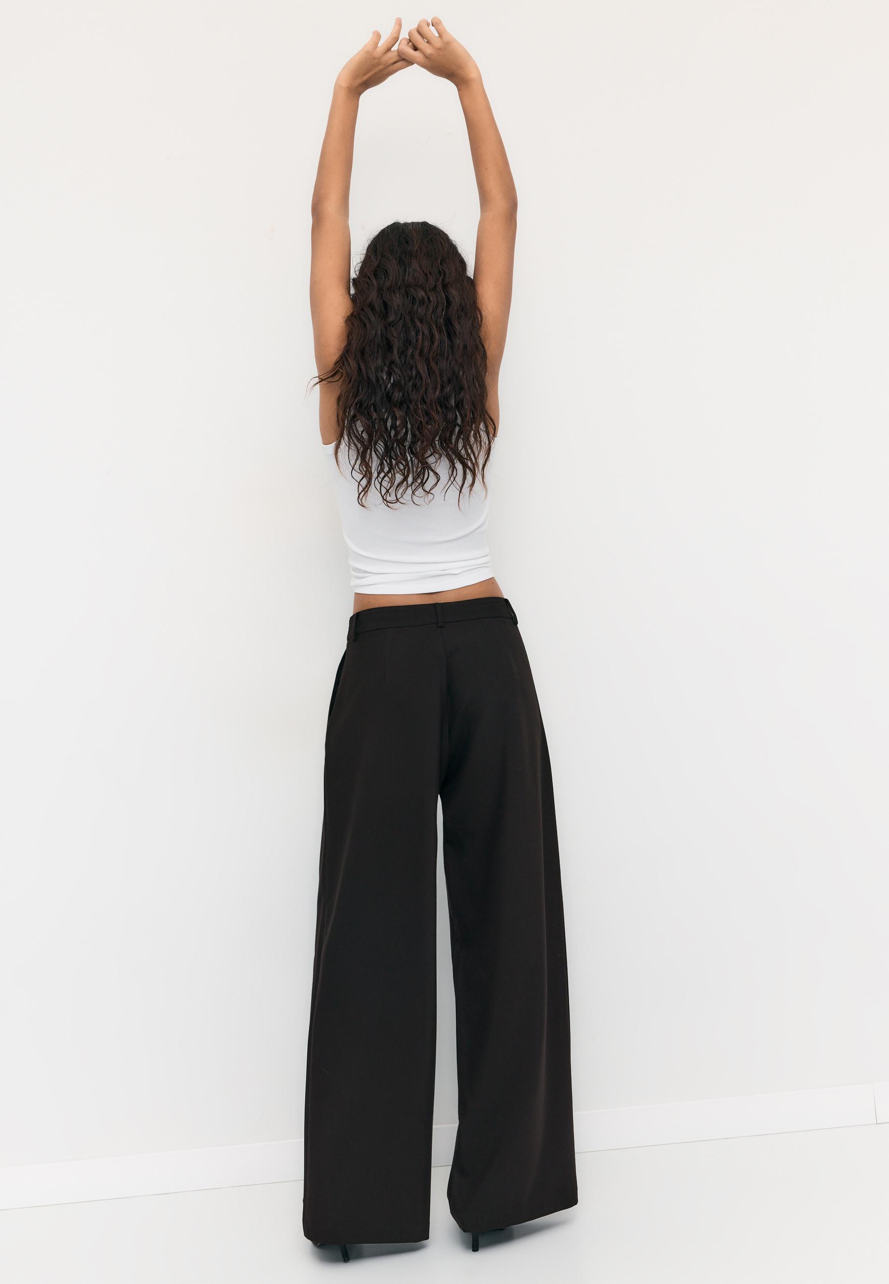 CASUAL STRIPED SMART TROUSERS WITH CROSSOVER WAIST