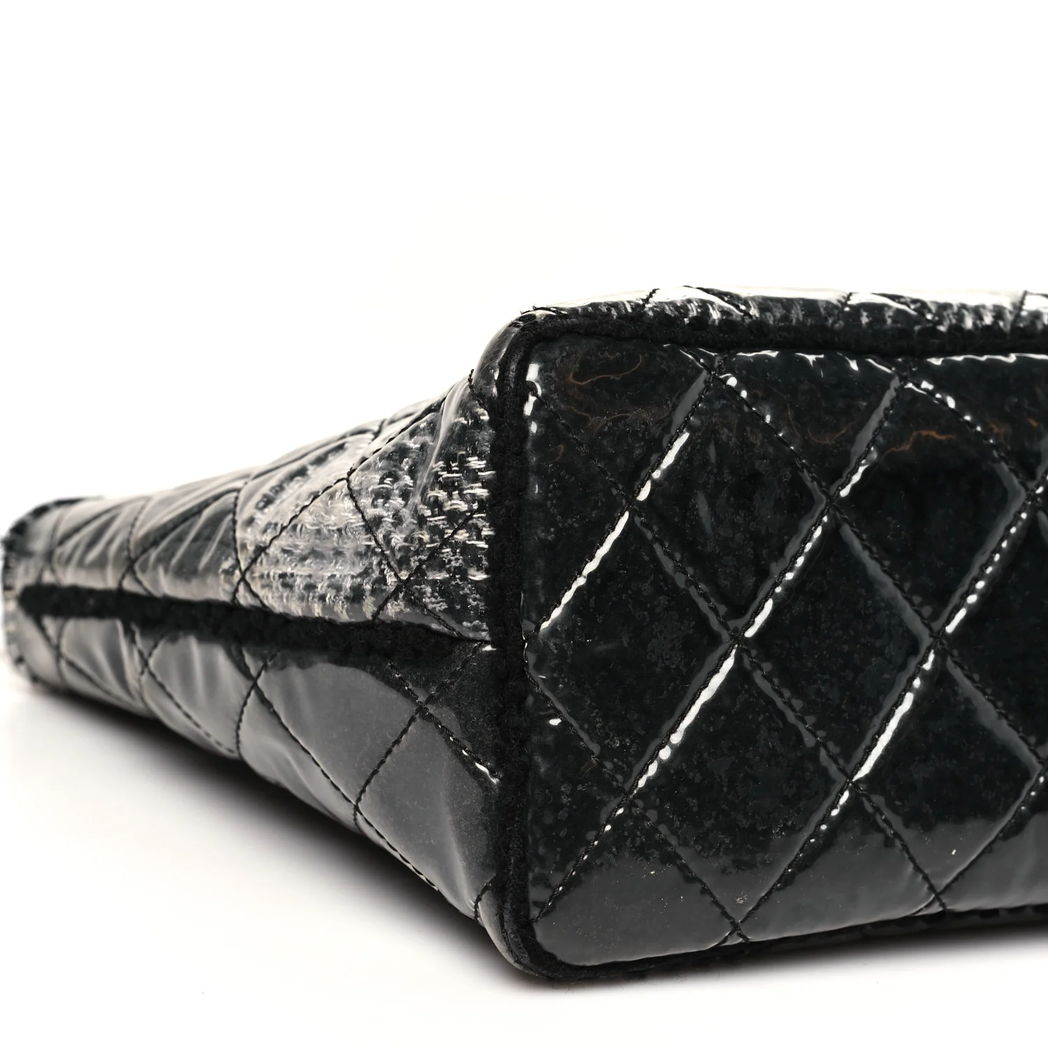 Vinyl Funny Tweed Patchwork Tote Grey - Top Club