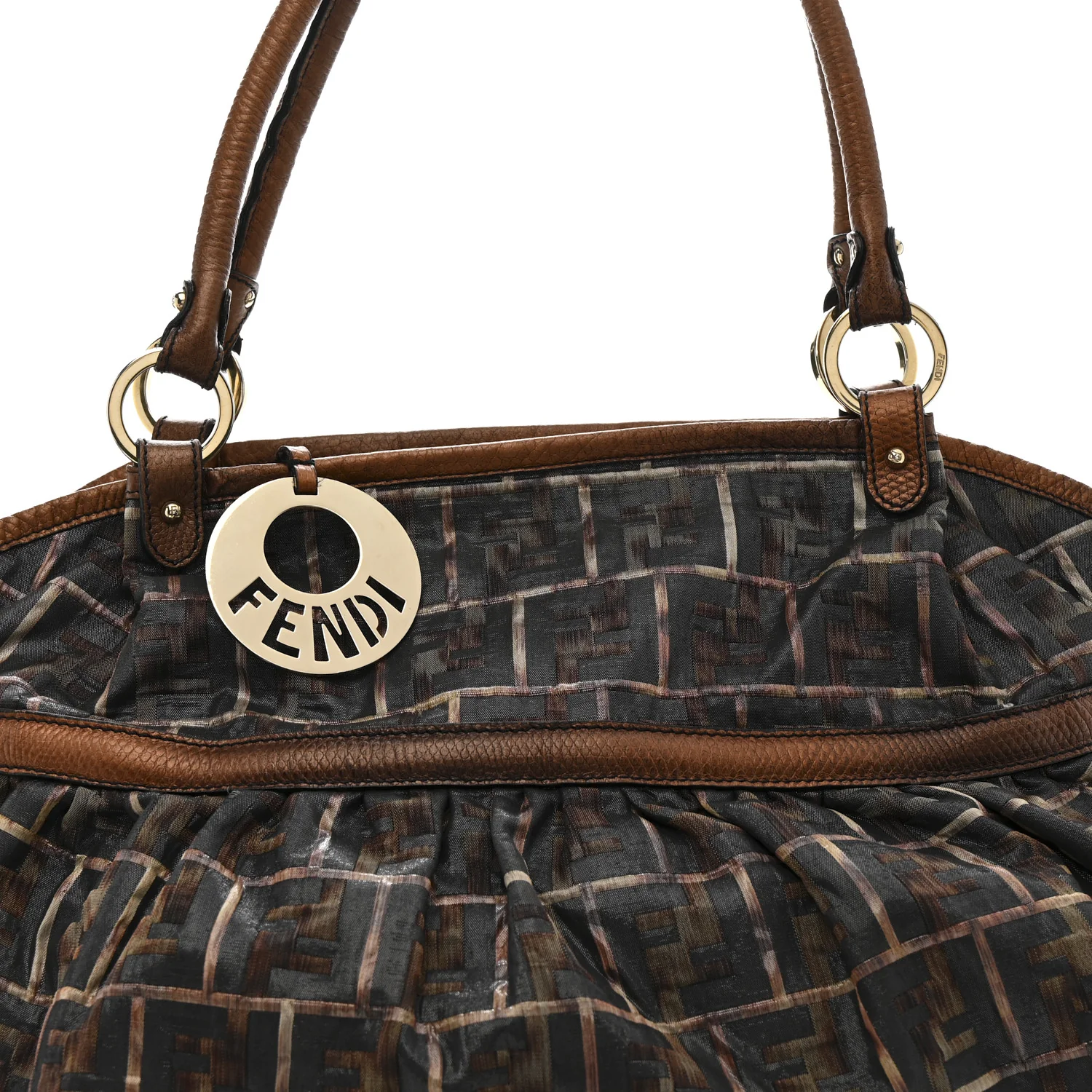 Zucca Calfskin Crocodile Embossed Large Chef Shopper Tote Tobacco - Top Club