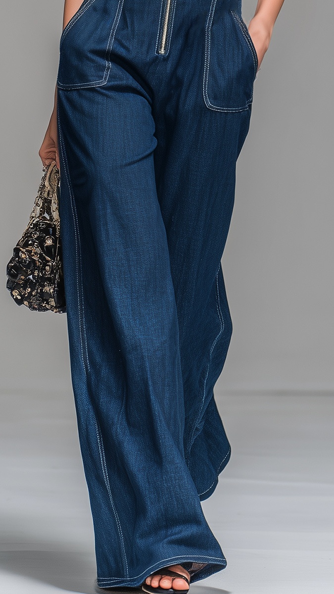Women's Faux-Denim Retro Stand-Collar Sleeveless Zip-Front Jumpsuit - Nordfashionstorm - Women's Clothing, Fashion for You - Nordfashionstorm.com