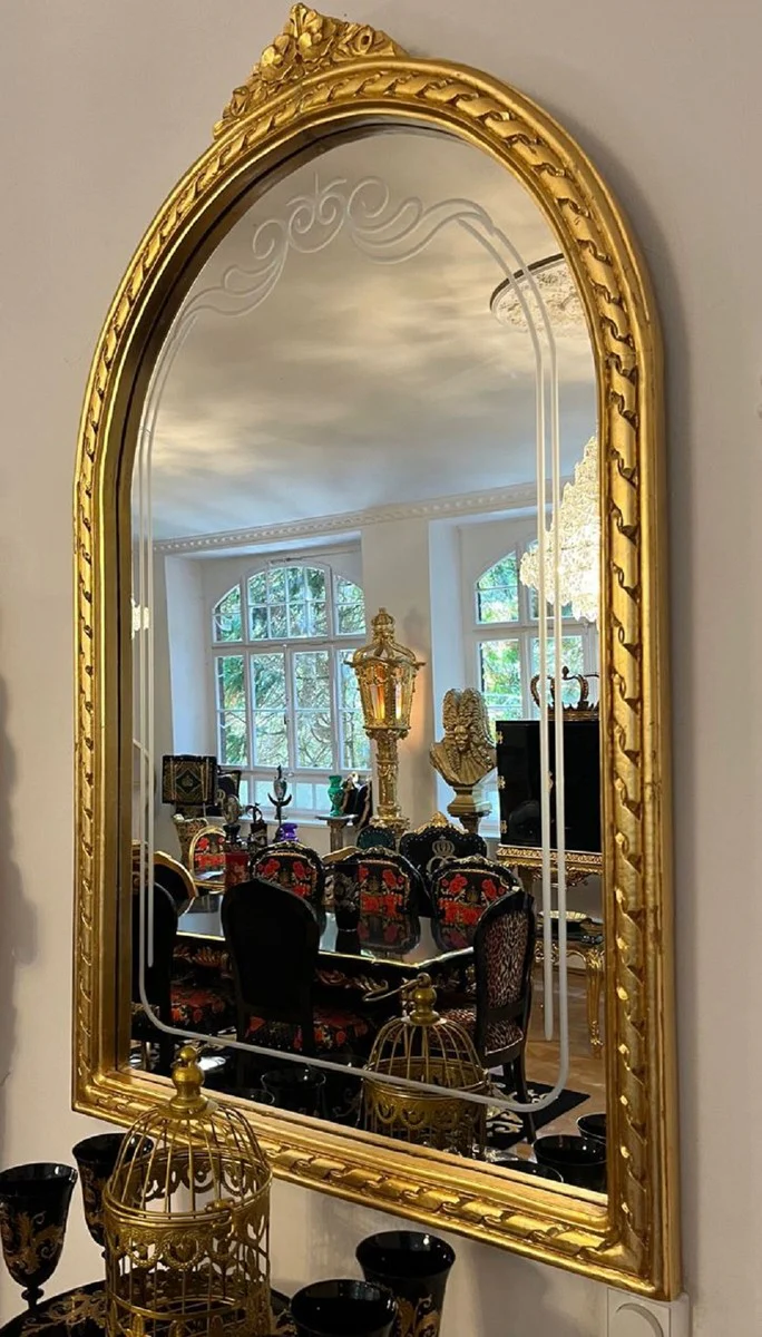 Baroque mirror gold - handmade baroque style wall mirror with elegant decorations - baroque furniture - noble and magnificent