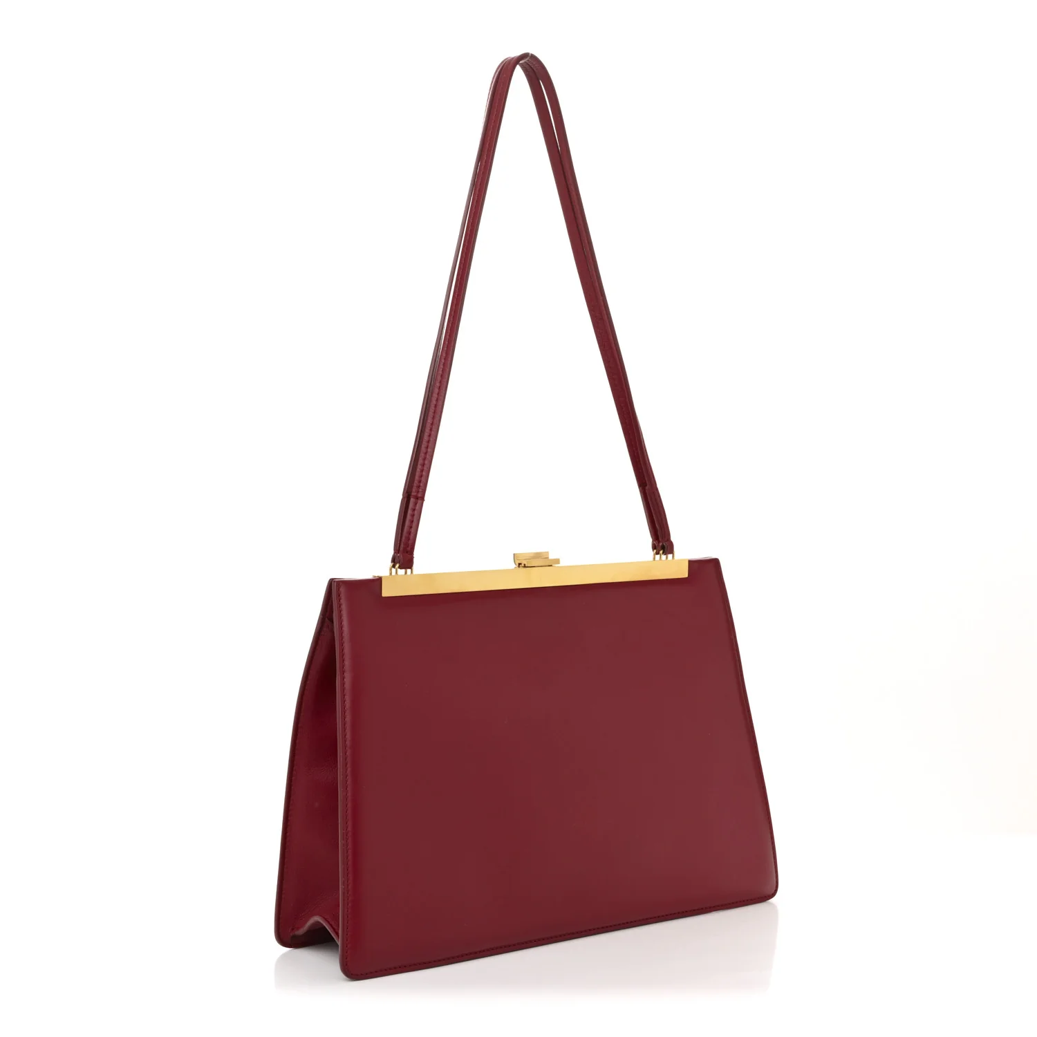 Patina Box Calfskin Medium Clasp Bag Scarlet - Top Club