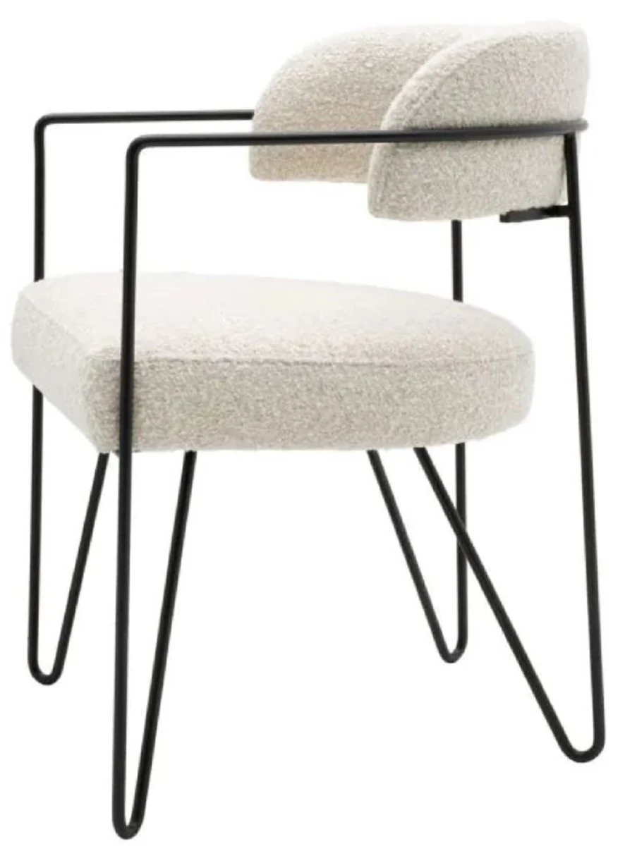 Luxury dining room chair with armrests white / black H. 75 cm