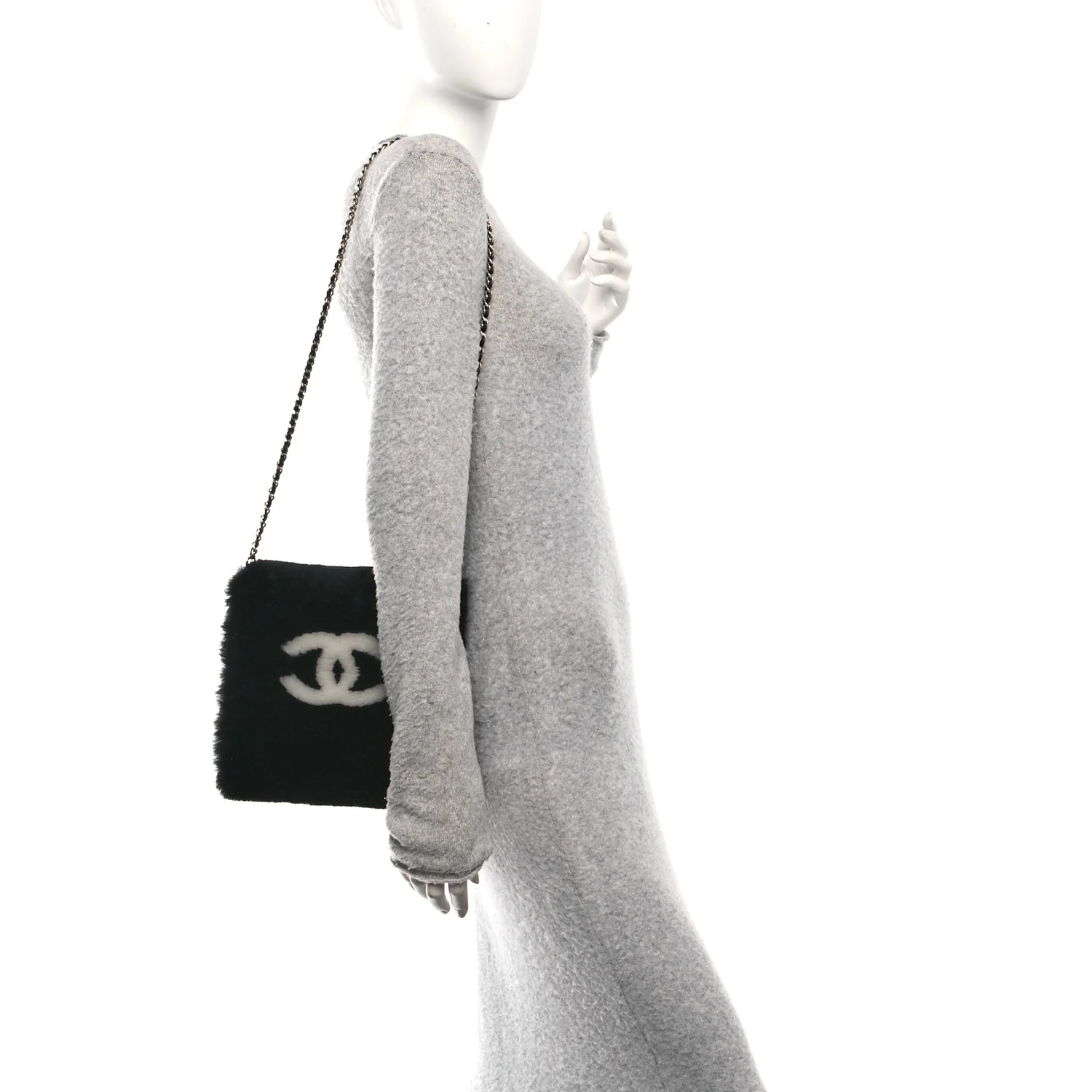 Muff Shearling Lambskin Bag Black Ecru