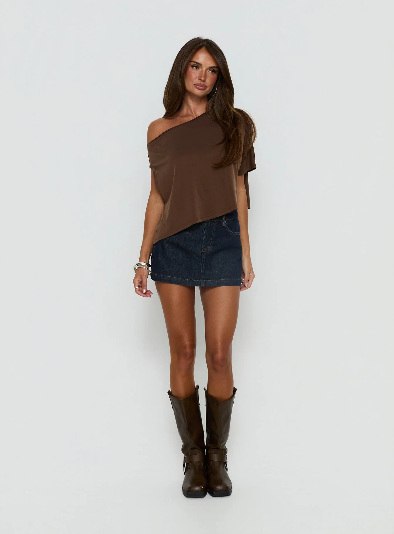 Nicolina Low Rise Denim Mini Skirt Raw Denim