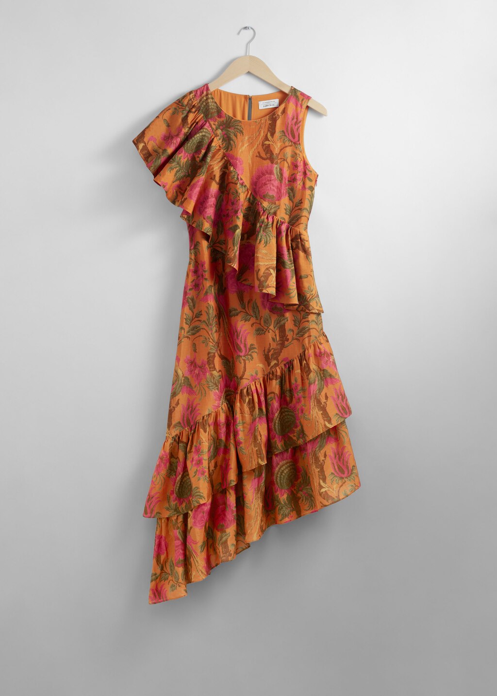 & Other Stories CASCADING RUFFLE MIDI DRESS