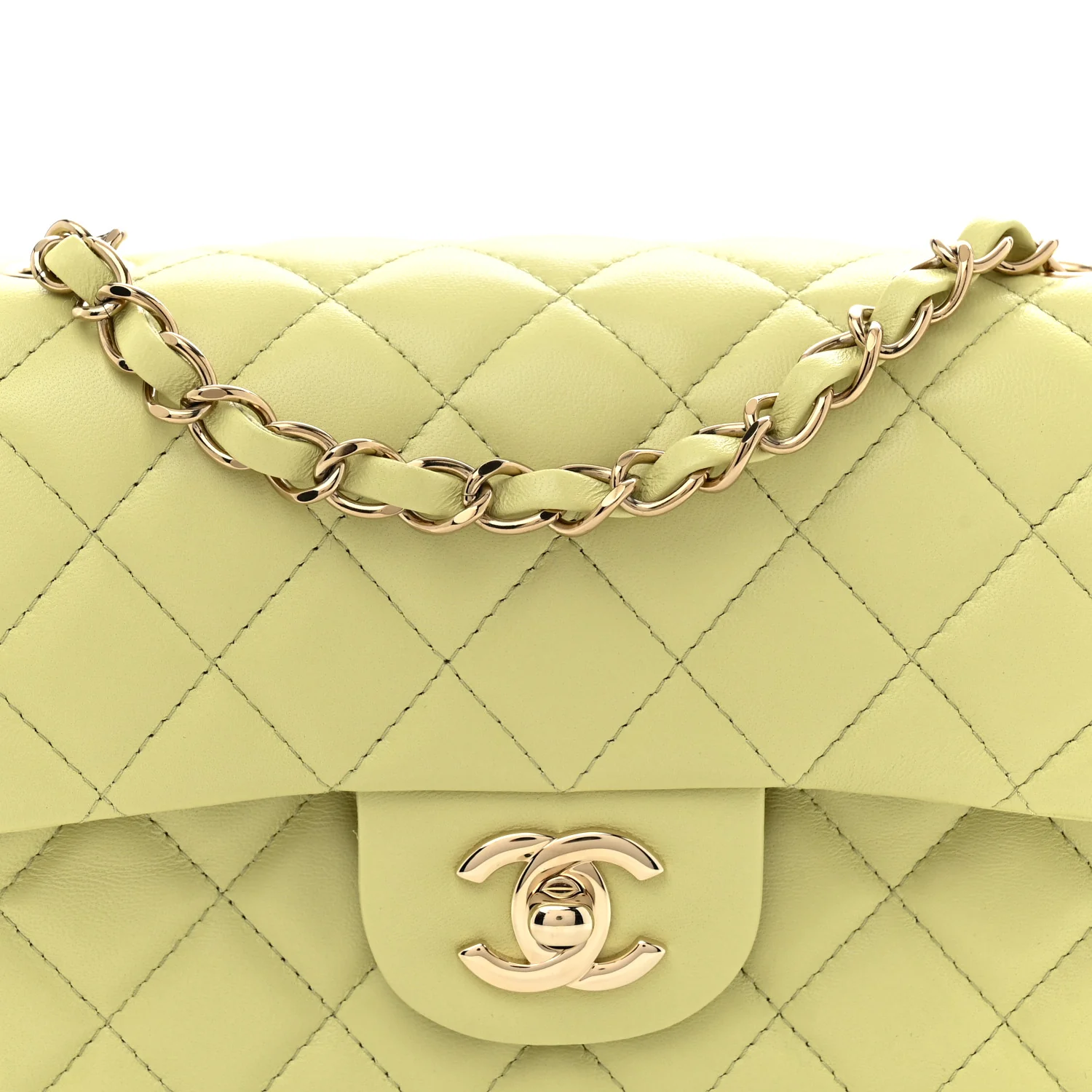 Lambskin Quilted Mini Rectangular Flap Light Green - Top Club