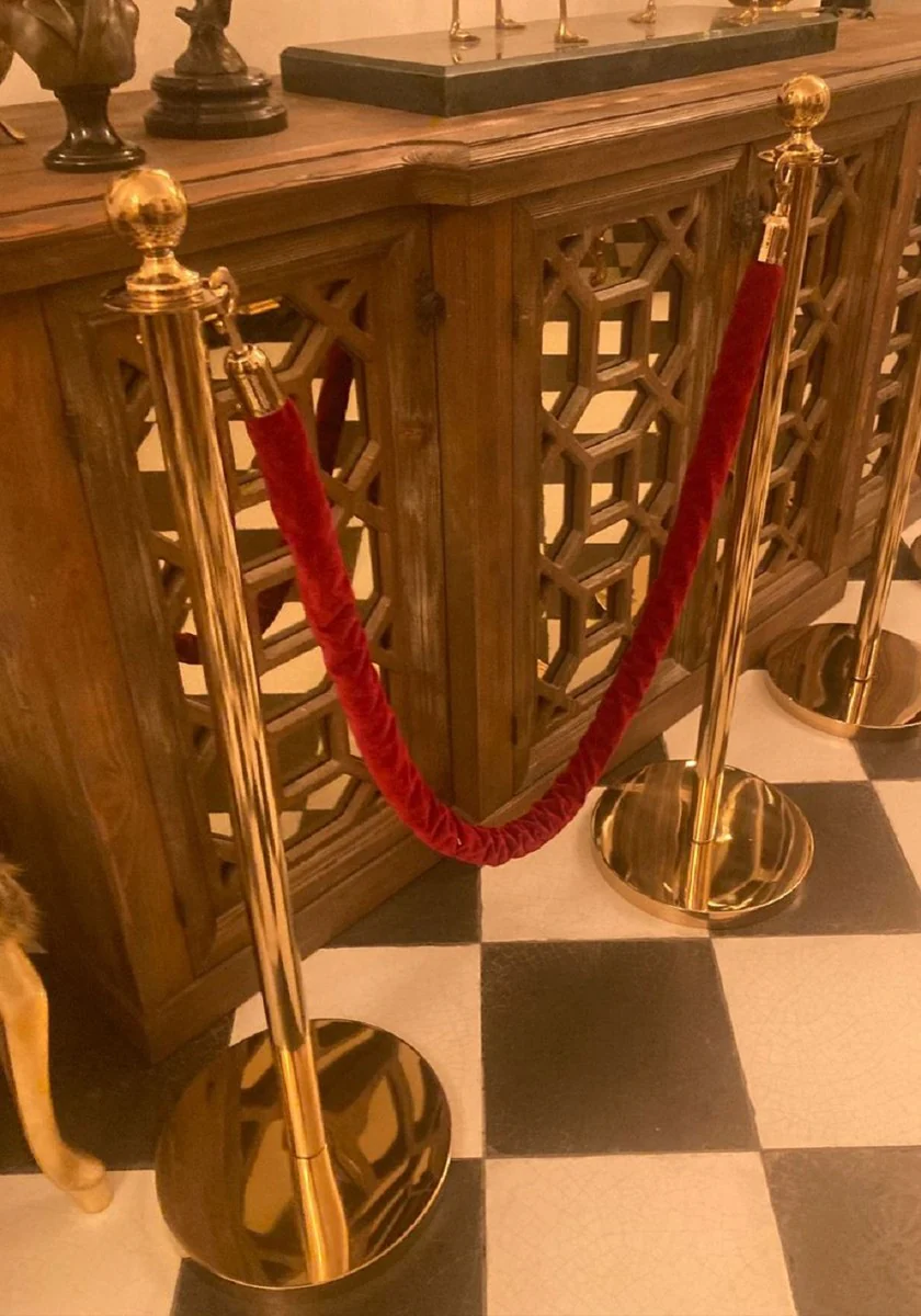 Luxury VIP barrier gold / burgundy Ø 32 x H. 106 cm - barrier stand with rope - hotel accessories - restaurant accessories - luxury collection