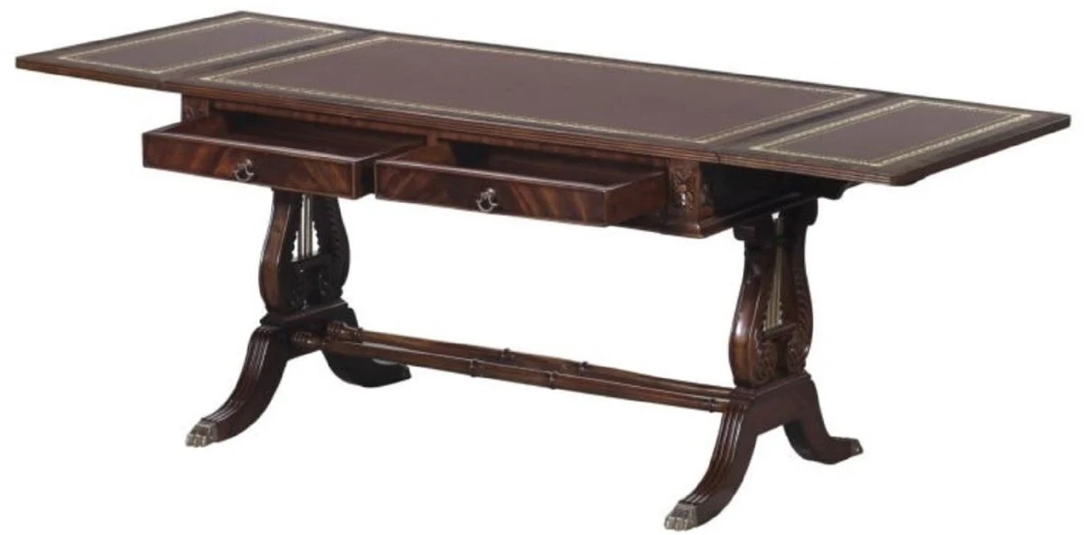 Luxury baroque coffee table dark brown / brown 84 x 56.3 x H. 49.5 cm - living room furniture