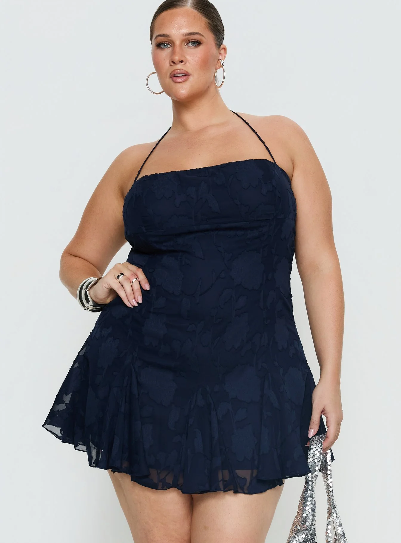 Delamere Mini Dress Navy Burnout Curve