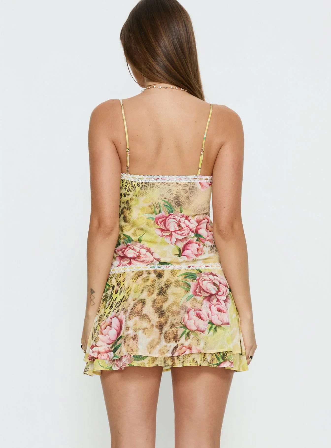 Starsigns Lace V Neck Mini Dress Animal Splice