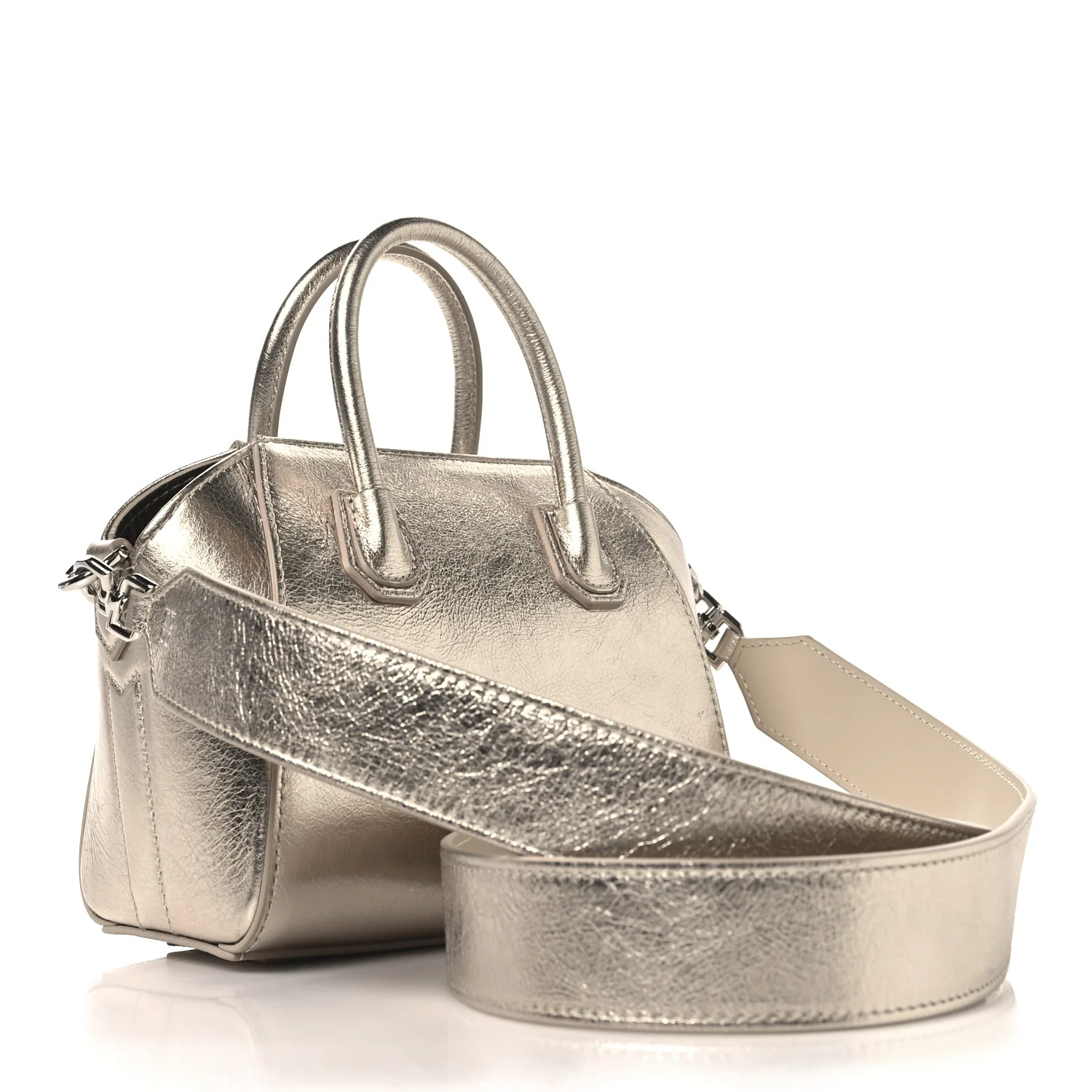 Laminated Lambskin Mini Antigona Gold - Top Club