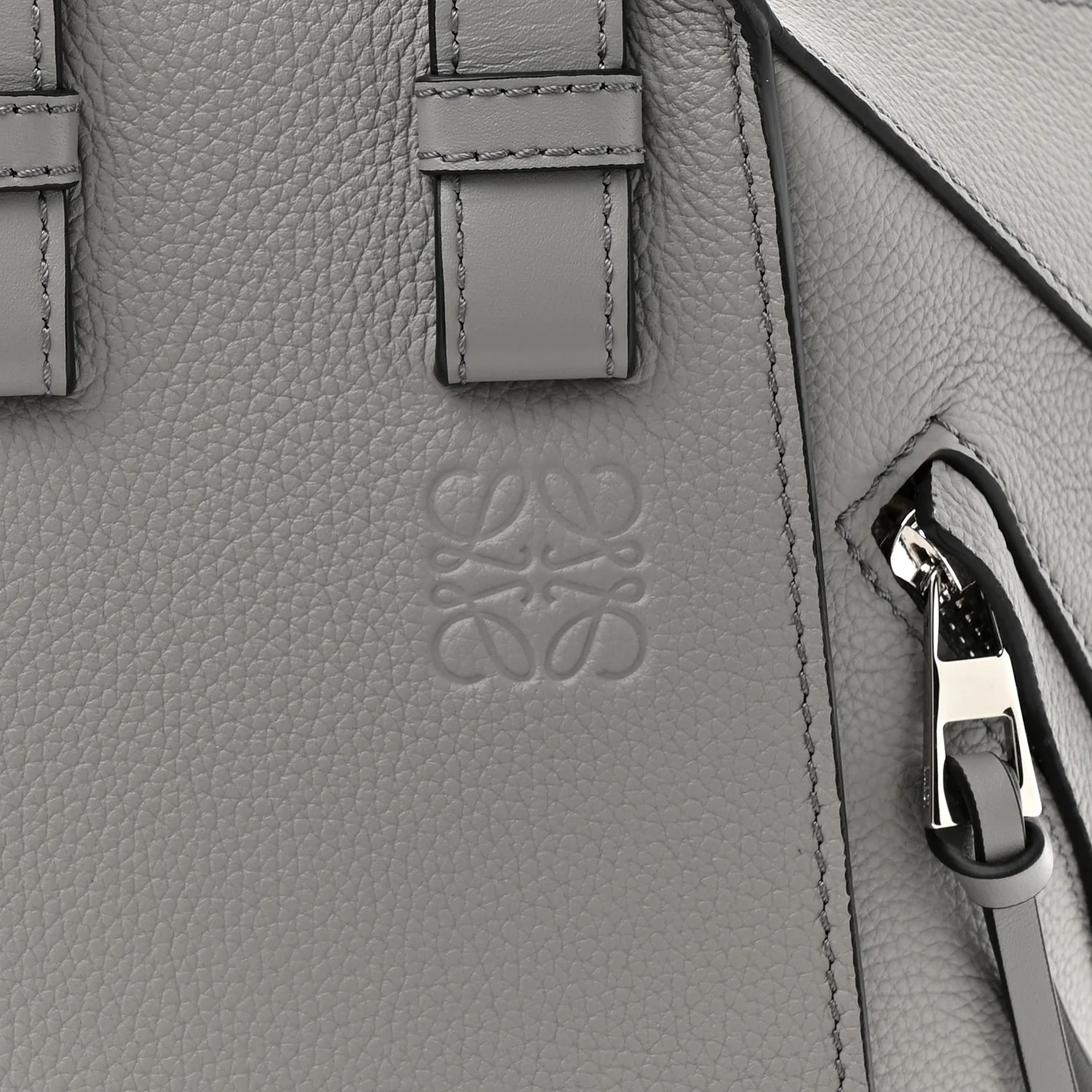 Grained Calfskin Mini Hammock Shoulder Bag Pearl Grey - Top Club