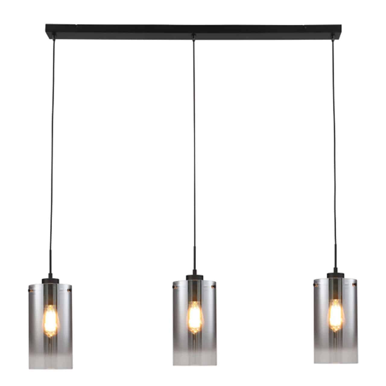 Hanglamp Guus rookglas 3-lichts - Zwart Guus Hanglamp Rookglas 3-lichts - Zwart #1