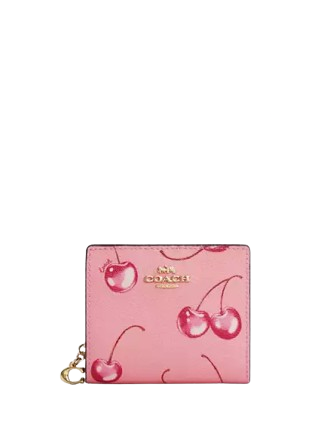 COACH Coach Snap Wallet With Cherry Print