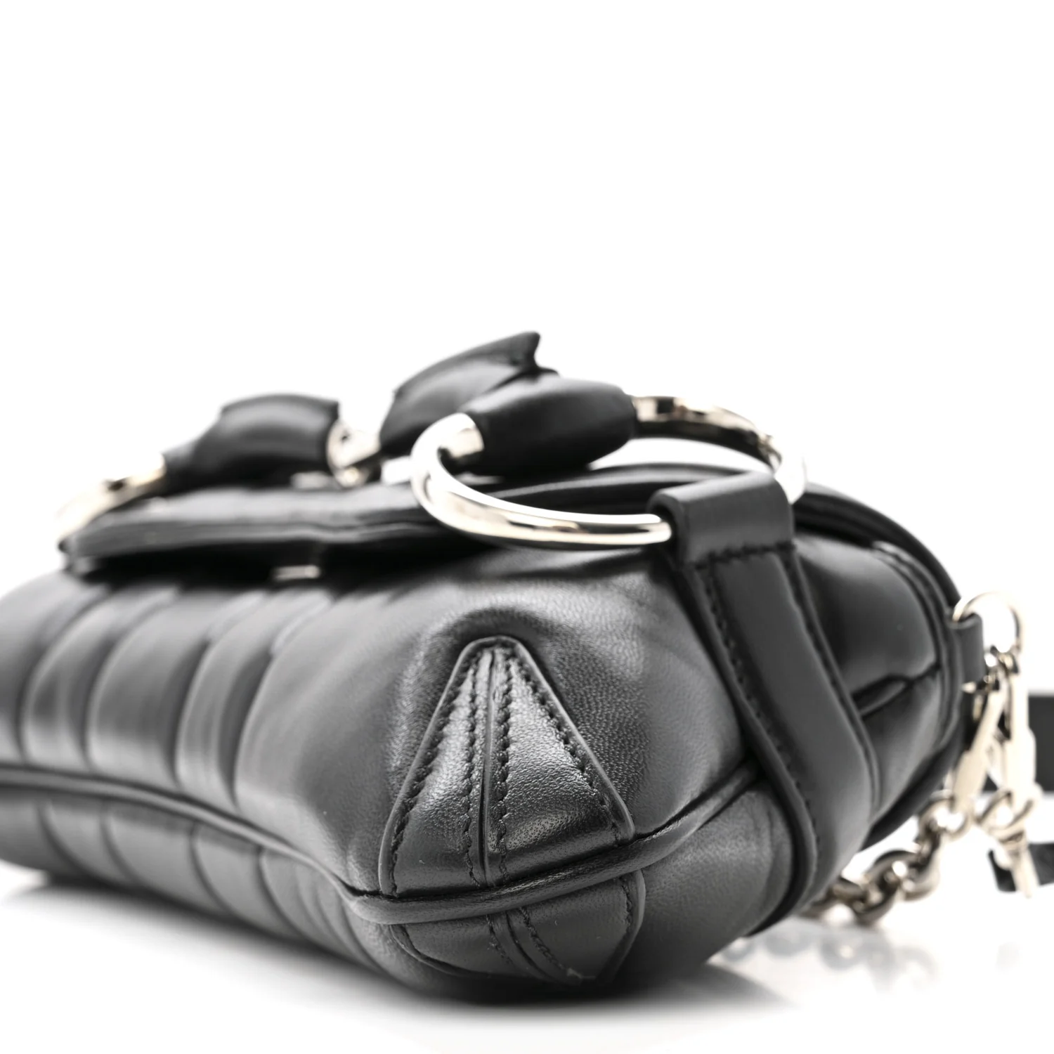 Nappa Vertical Matelasse Small Maxi Horsebit Chain Shoulder Bag Black - Top Club