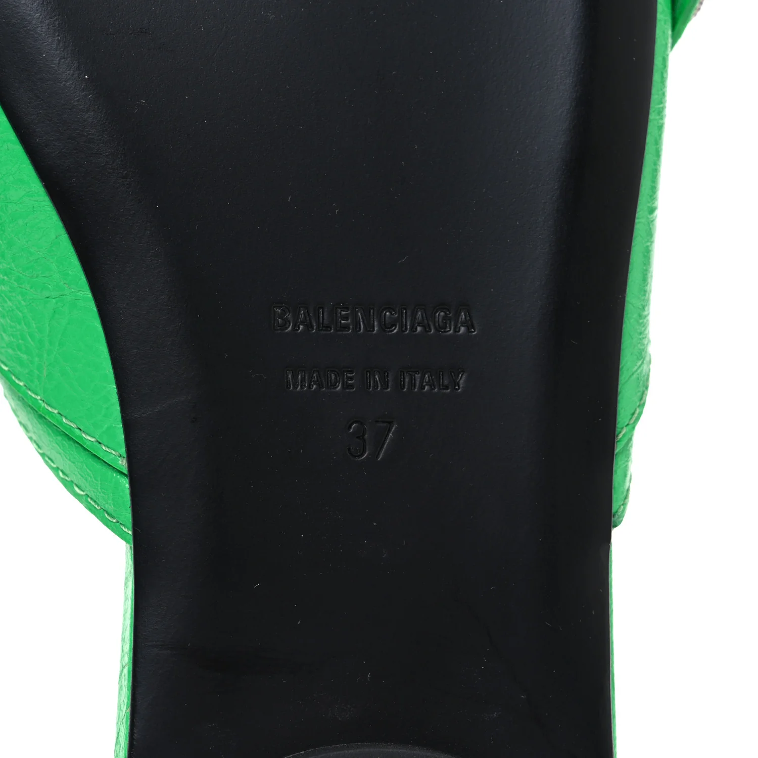 Agneau Arena Cagole Flat Slide Sandals 37 Vivid Green - Top Club