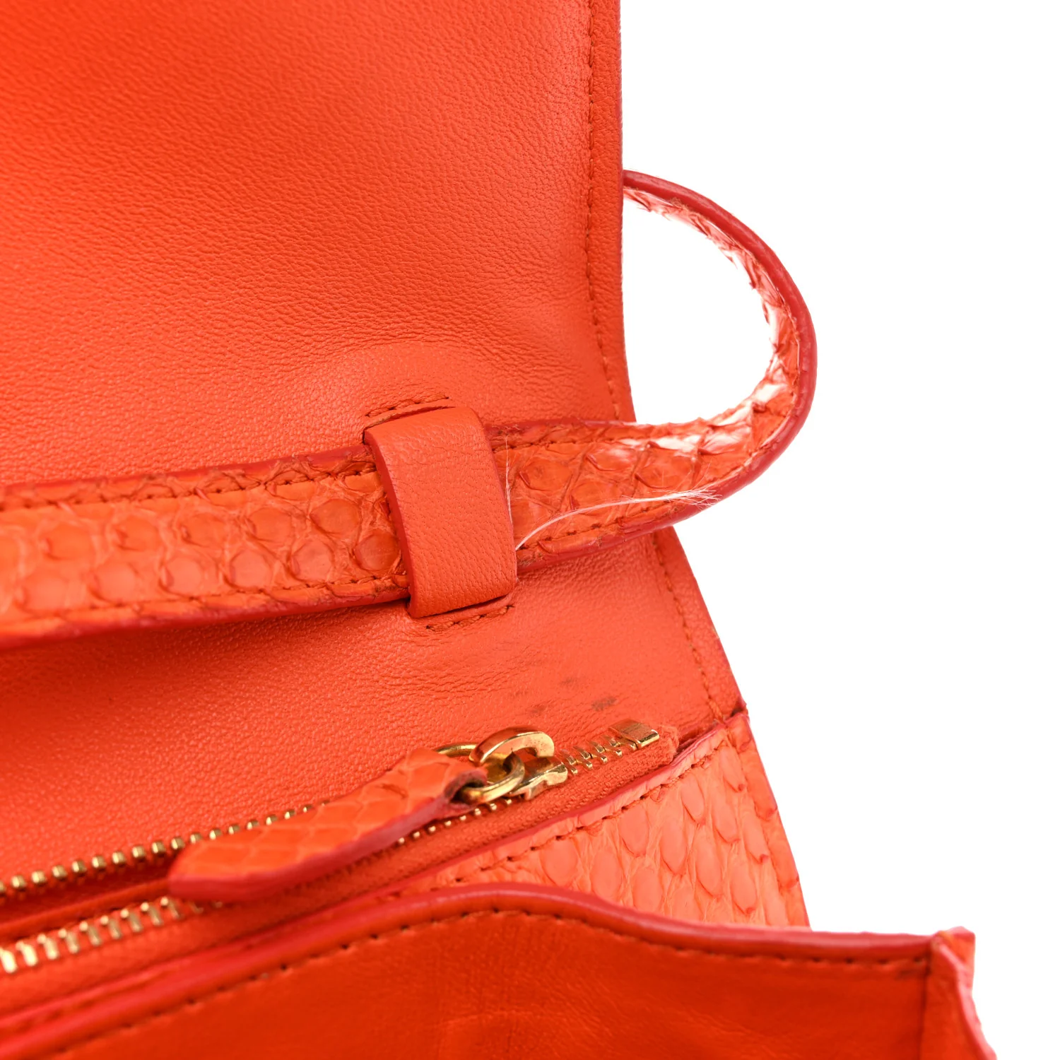 Snakeskin Medium Classic Box Flap Orange - Top Club