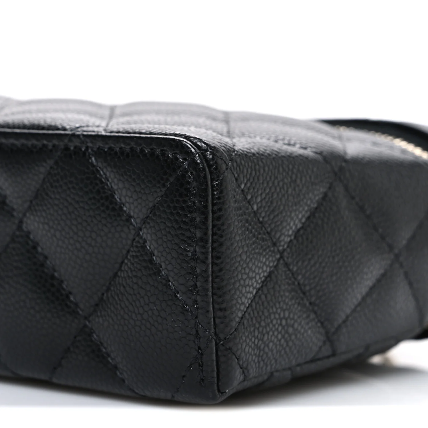 Caviar Quilted Top Handle Slim Vanity With Chain Black - Top Club