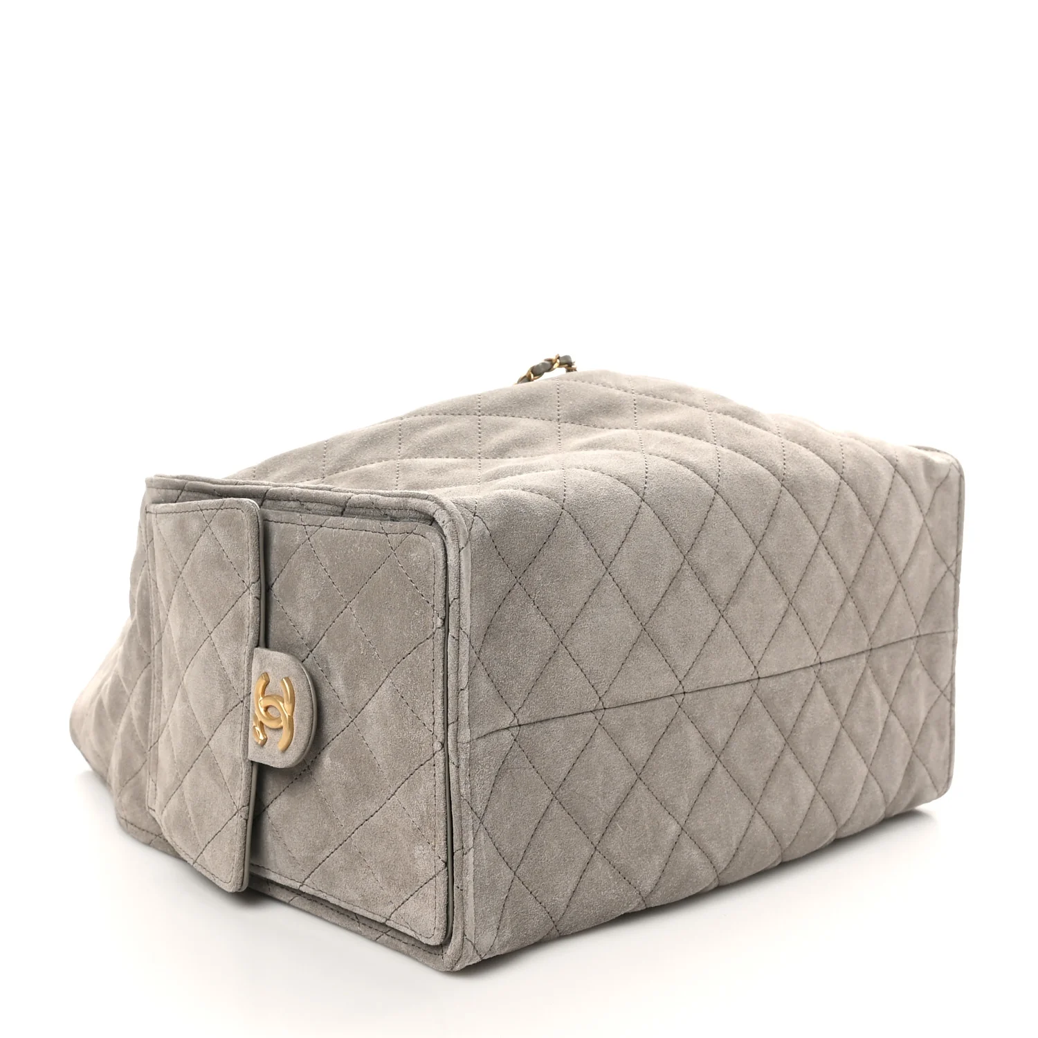 Suede Quilted Medium Chanel 25 Handbag Dark Grey - Top Club