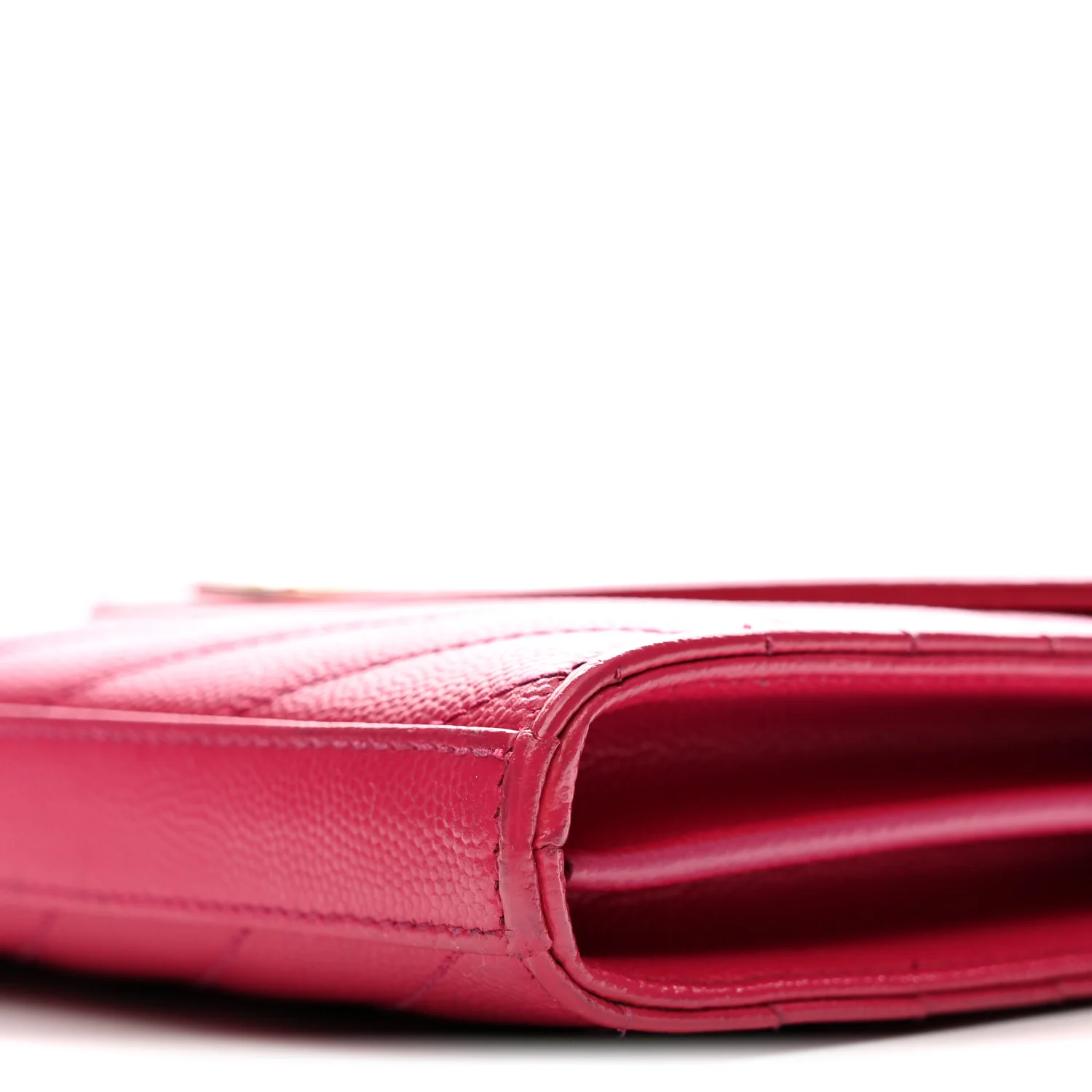 Grain De Poudre Matelasse Chevron Monogram Chain Wallet Lipstick Fuchsia - Top Club