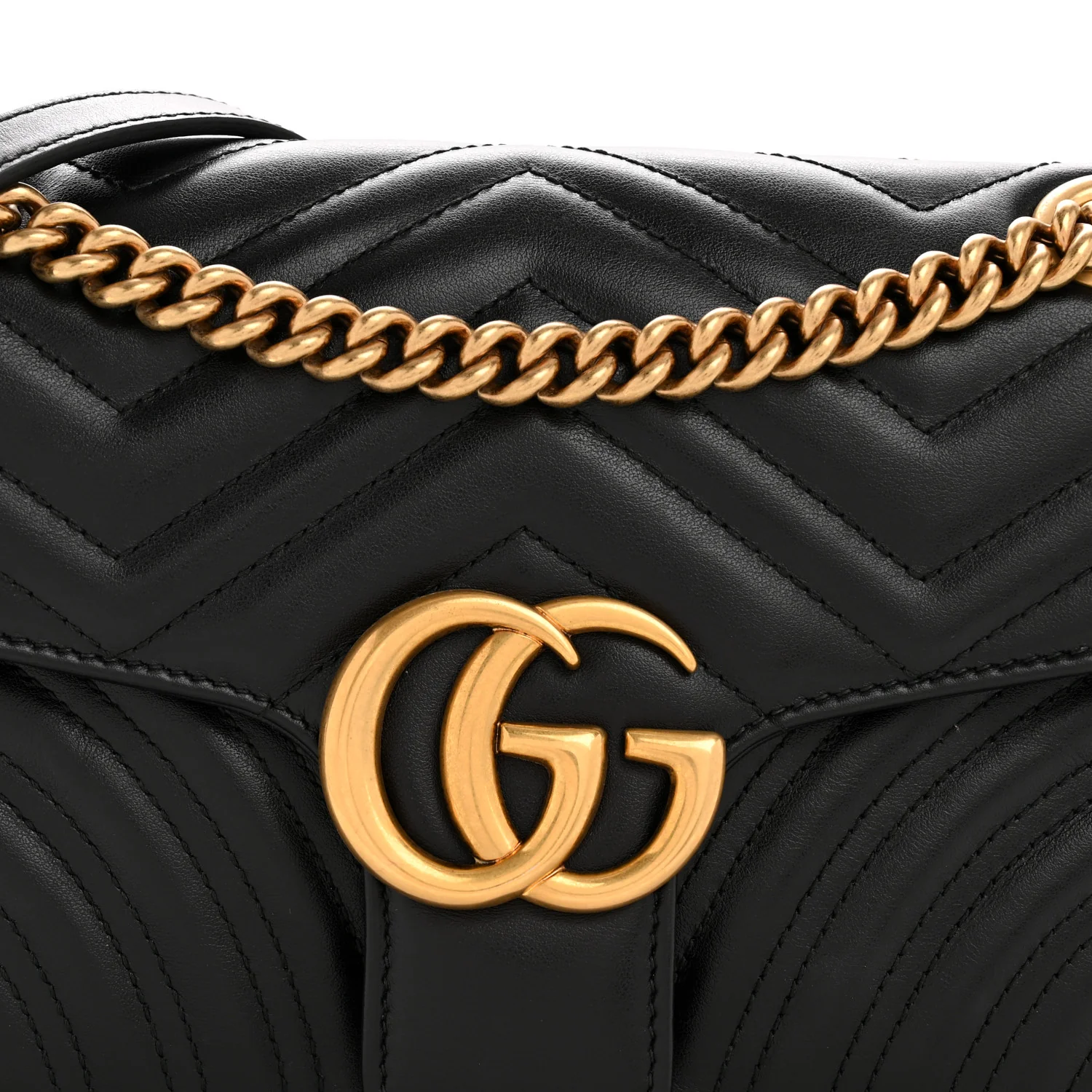 Calfskin Matelasse Small GG Marmont Shoulder Bag Black - Top Club