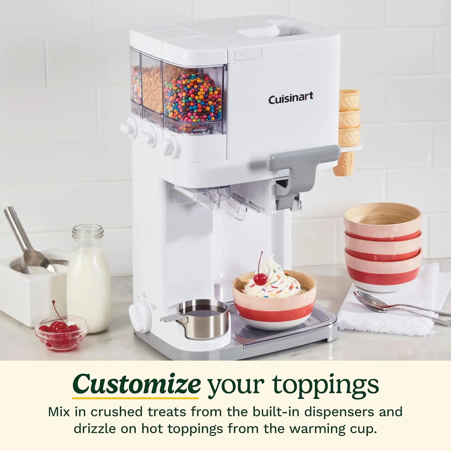 Cuisinart Soft Serve Ice Cream Machine- Mix It In Ice Cream Maker for Frozen Yogurt, Sorbet, Gelato, Drinks 1.5 Quart, White, ICE-48