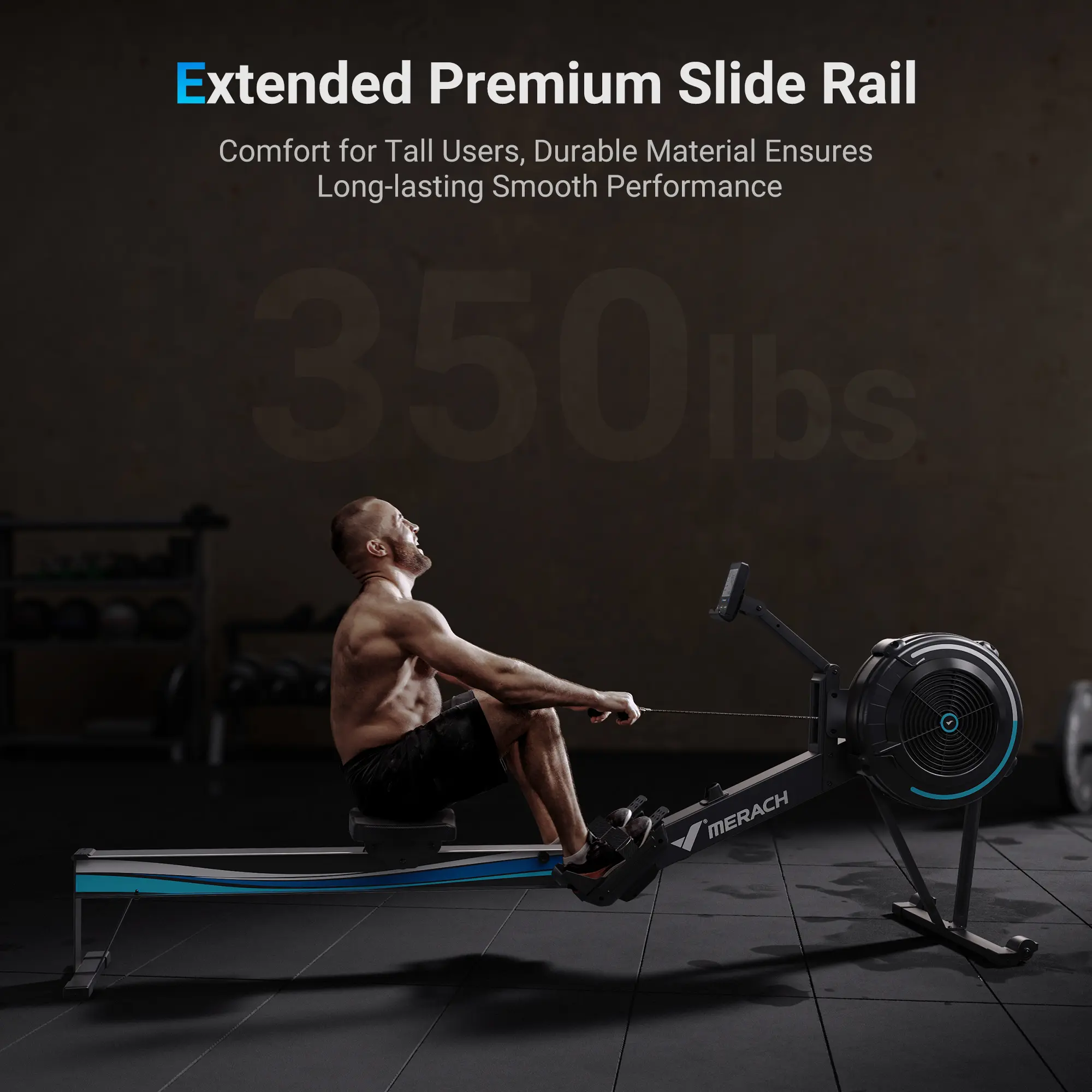 Merach Adjustable Air Resistance Professional Indoor Rowing Machine with Ergonomic Comfort Seat, Performance Monitor & Device Holder, Easy Storage Home Exercise Equipment Home Gym Equipment Summervibes