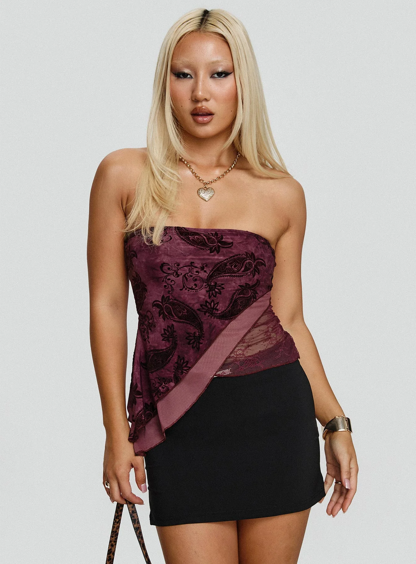 Lourde Strapless Top Wine