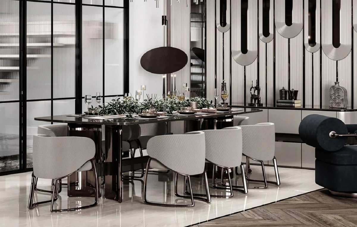 Luxury dining table gray / bronze 240.5 x 112 x H. 76 cm - Rectangular luxury kitchen table - Dining room furniture - Luxury furniture