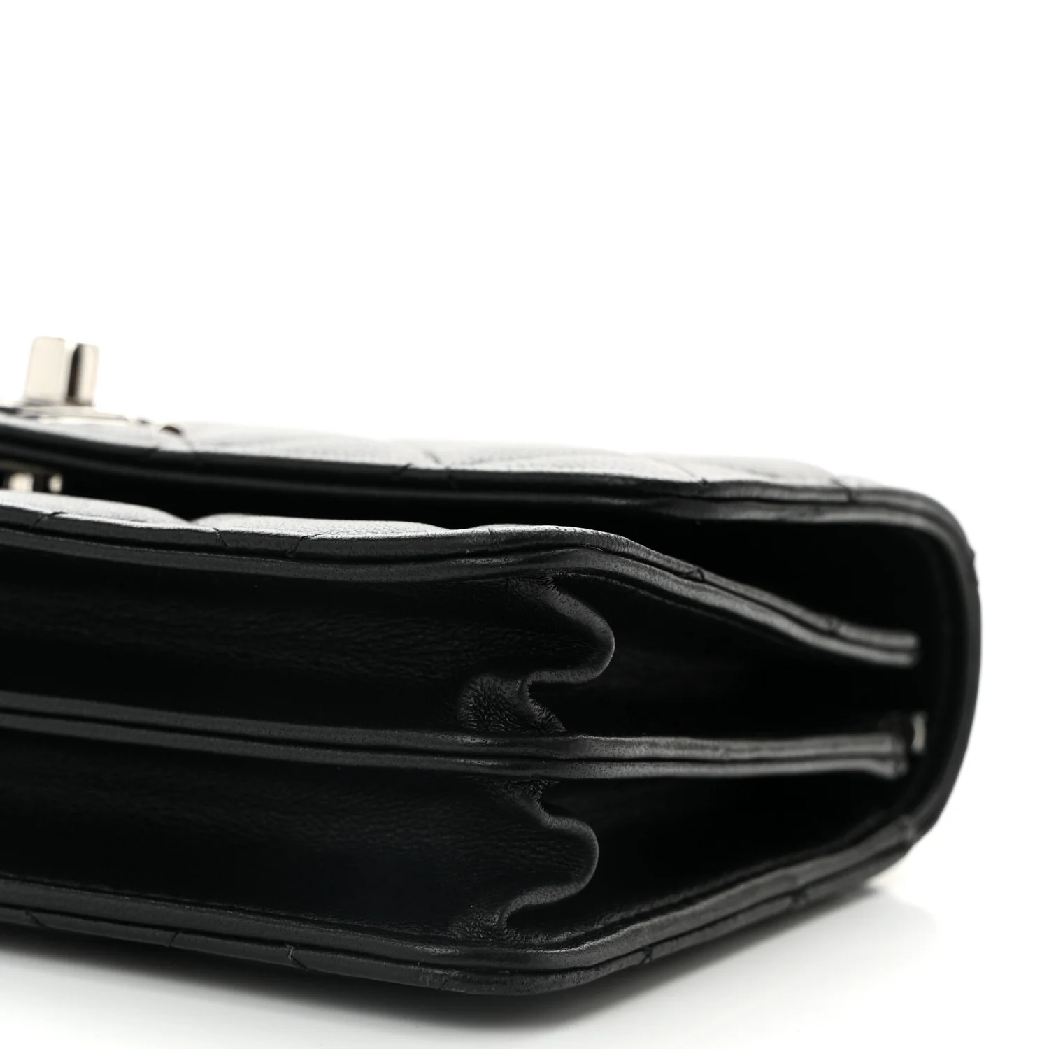 Lambskin Quilted Metal Top Handle Crossbody Flap Black - Top Club