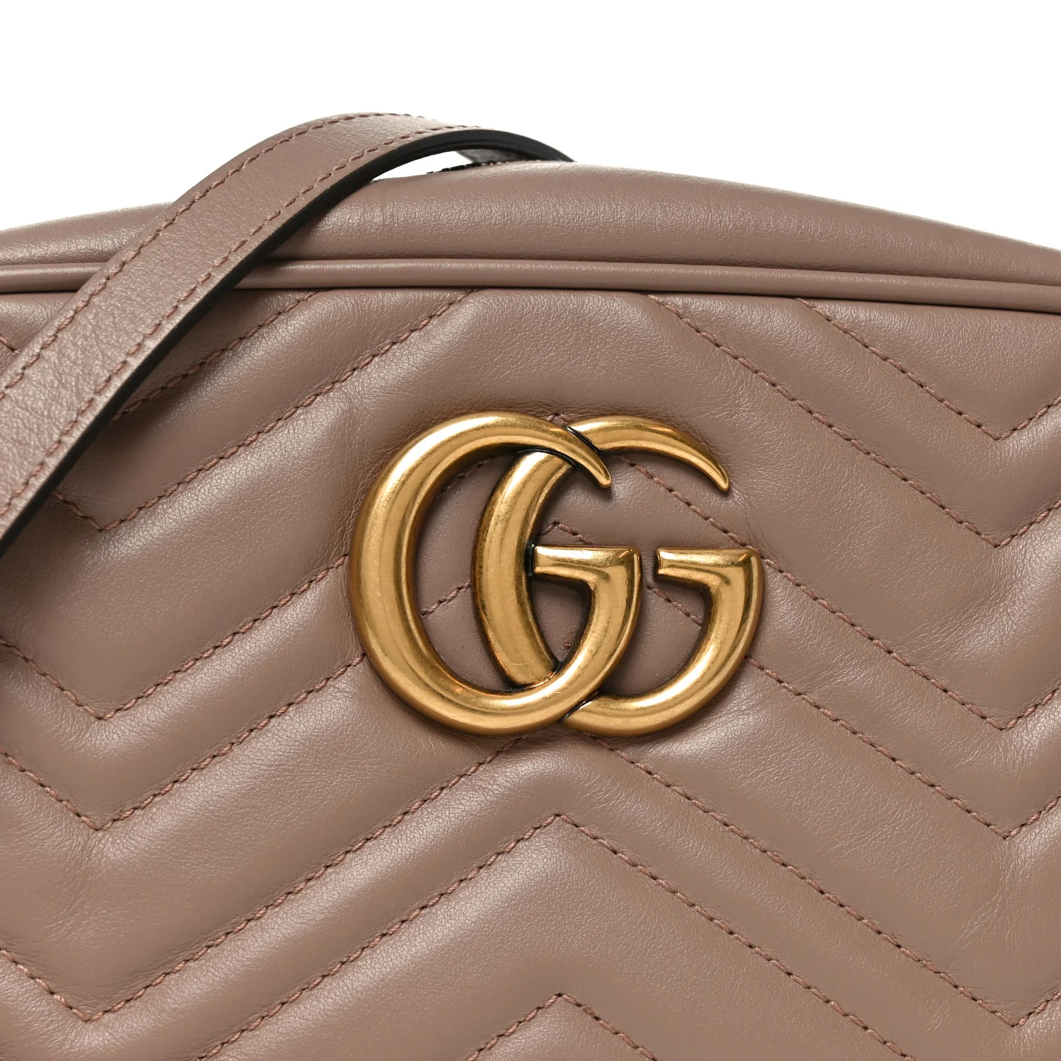 Calfskin Matelasse Small GG Marmont Chain Shoulder Bag Porcelain Rose - Top Club
