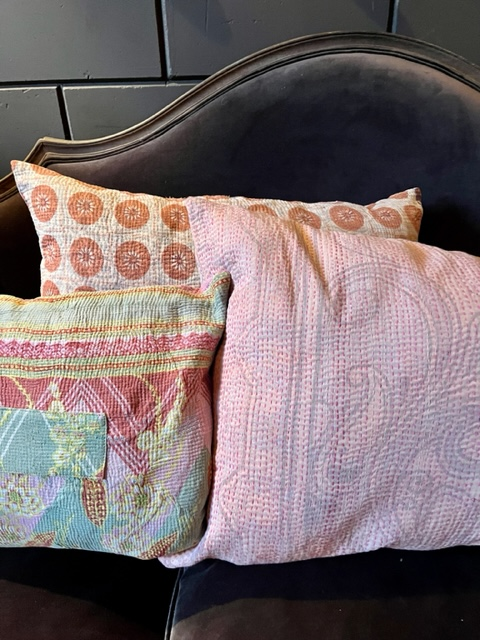 Kussen Kantha vintage 40x60 cm aqua