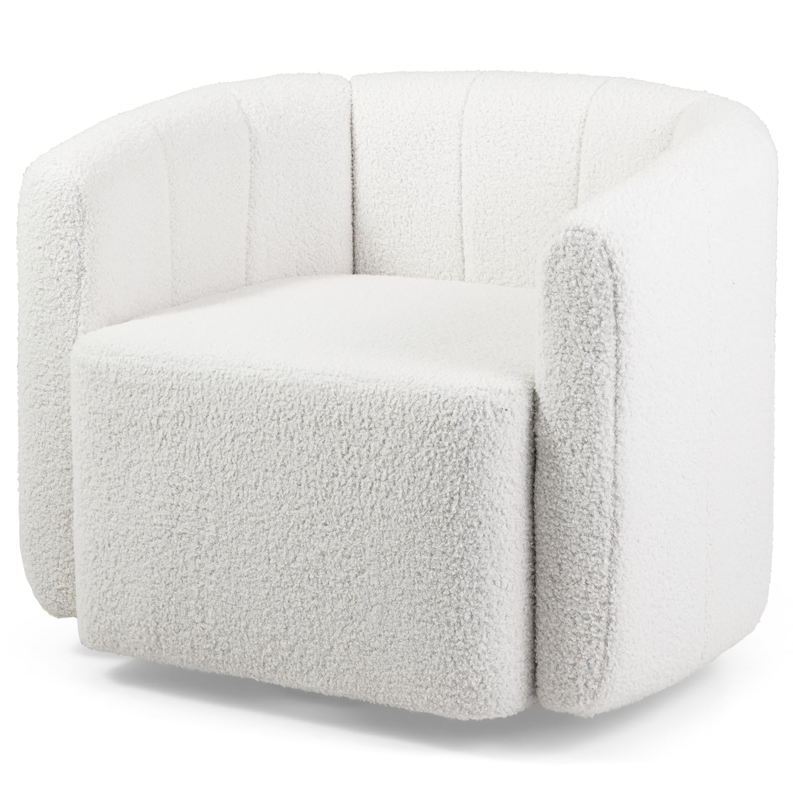 BEFOUNDLOVELY Swivel Barrel Chair Sherpa Fabric Accent Chair