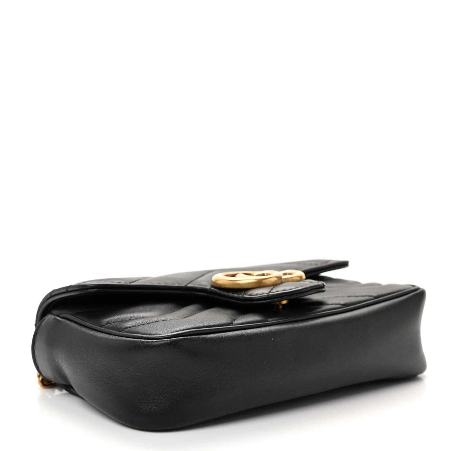 Calfskin Matelasse Super Mini GG Marmont Shoulder Bag Black - Top Club