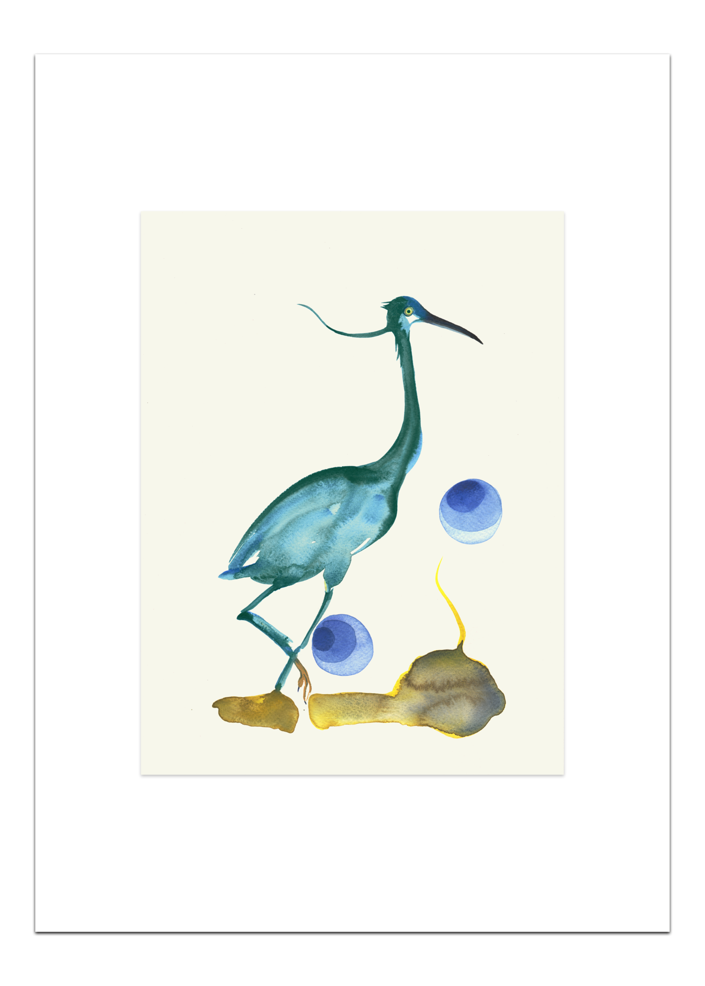 Poster Blauwgroene Reiger 30 x 40 cm