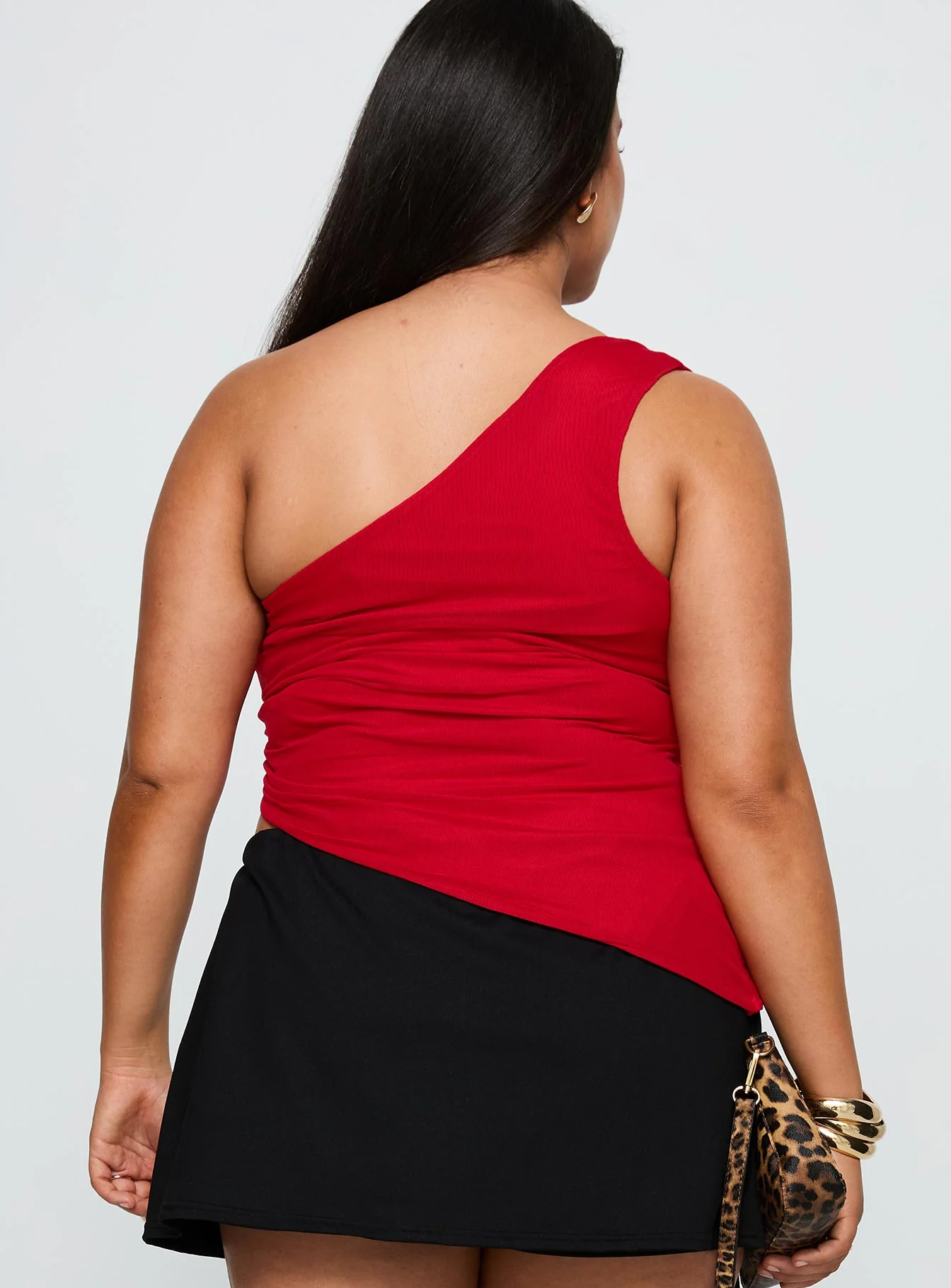 Machiatto One Shoulder Top Red Curve