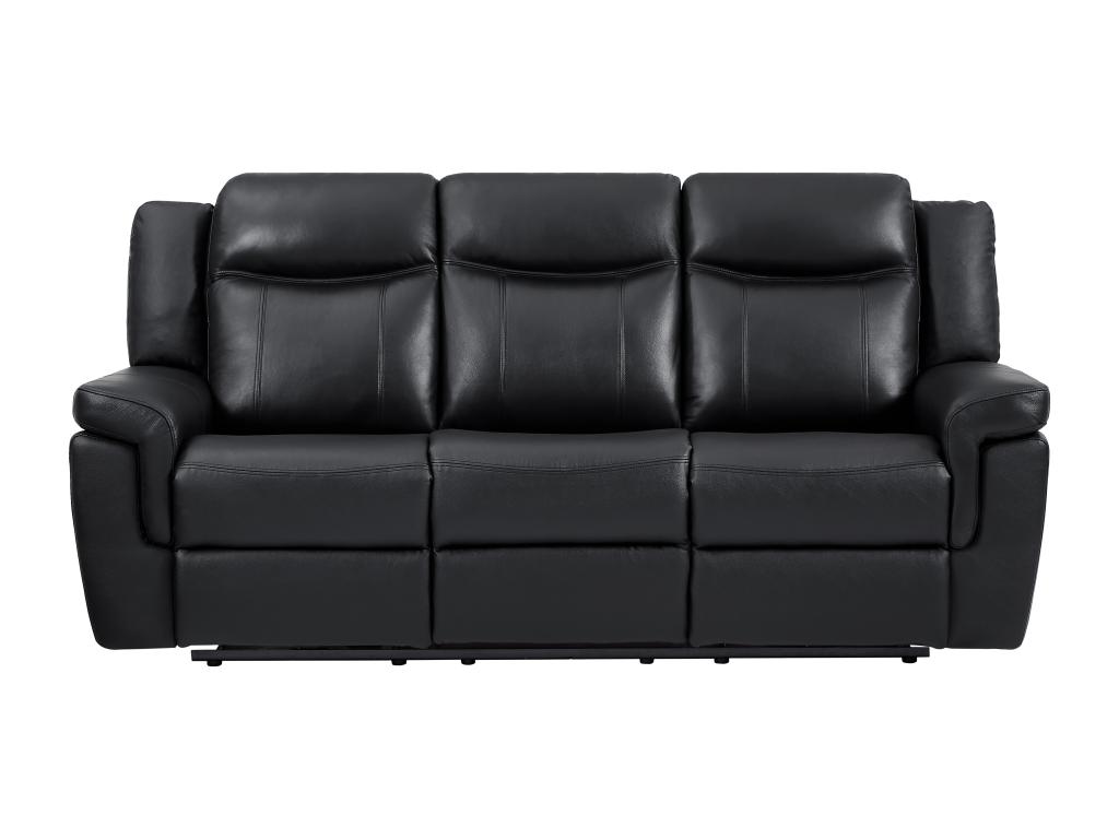 Sofá de 3 plazas relax eléctrico de piel negro con tableta bar