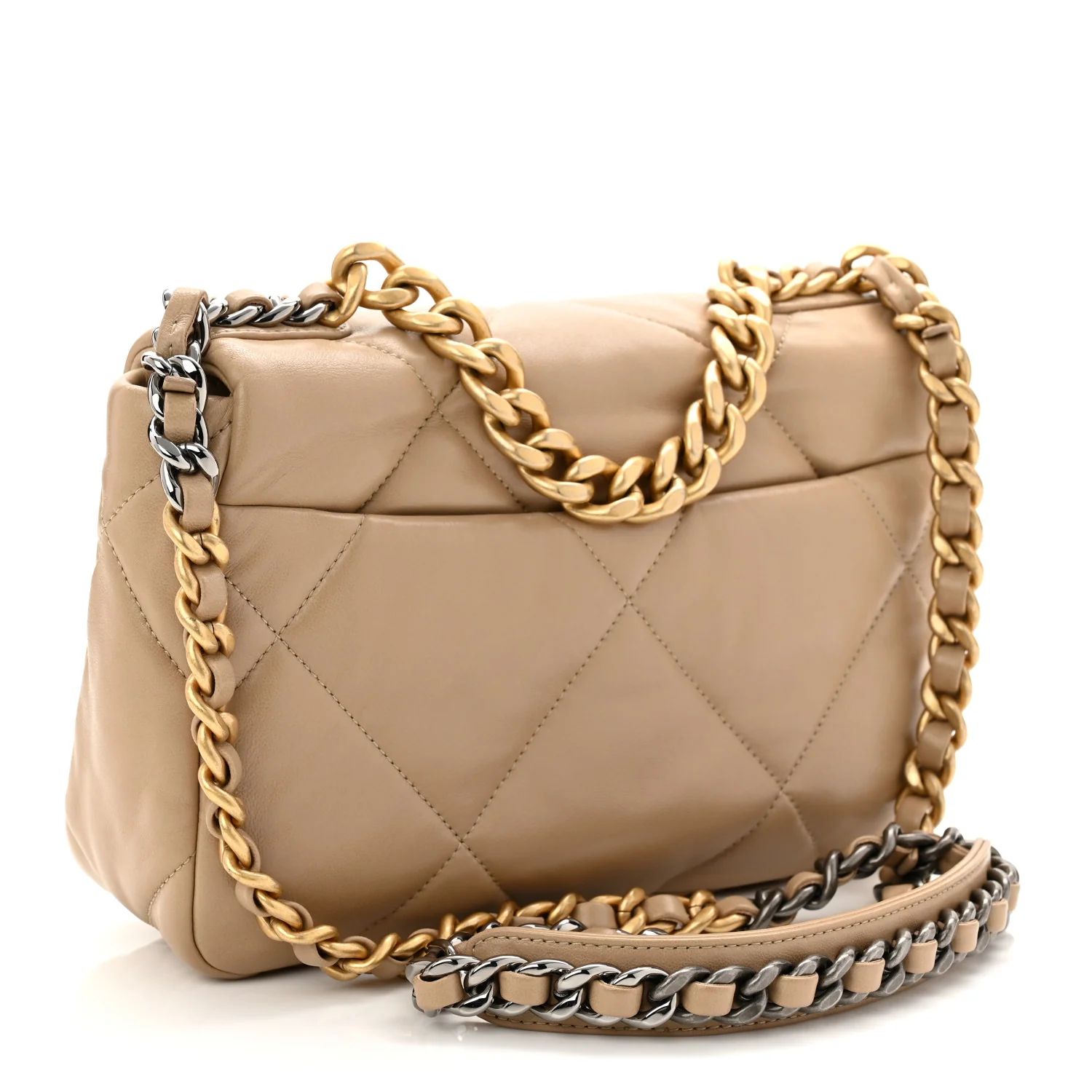 Lambskin Quilted Medium Chanel 19 Flap Dark Beige - Top Club