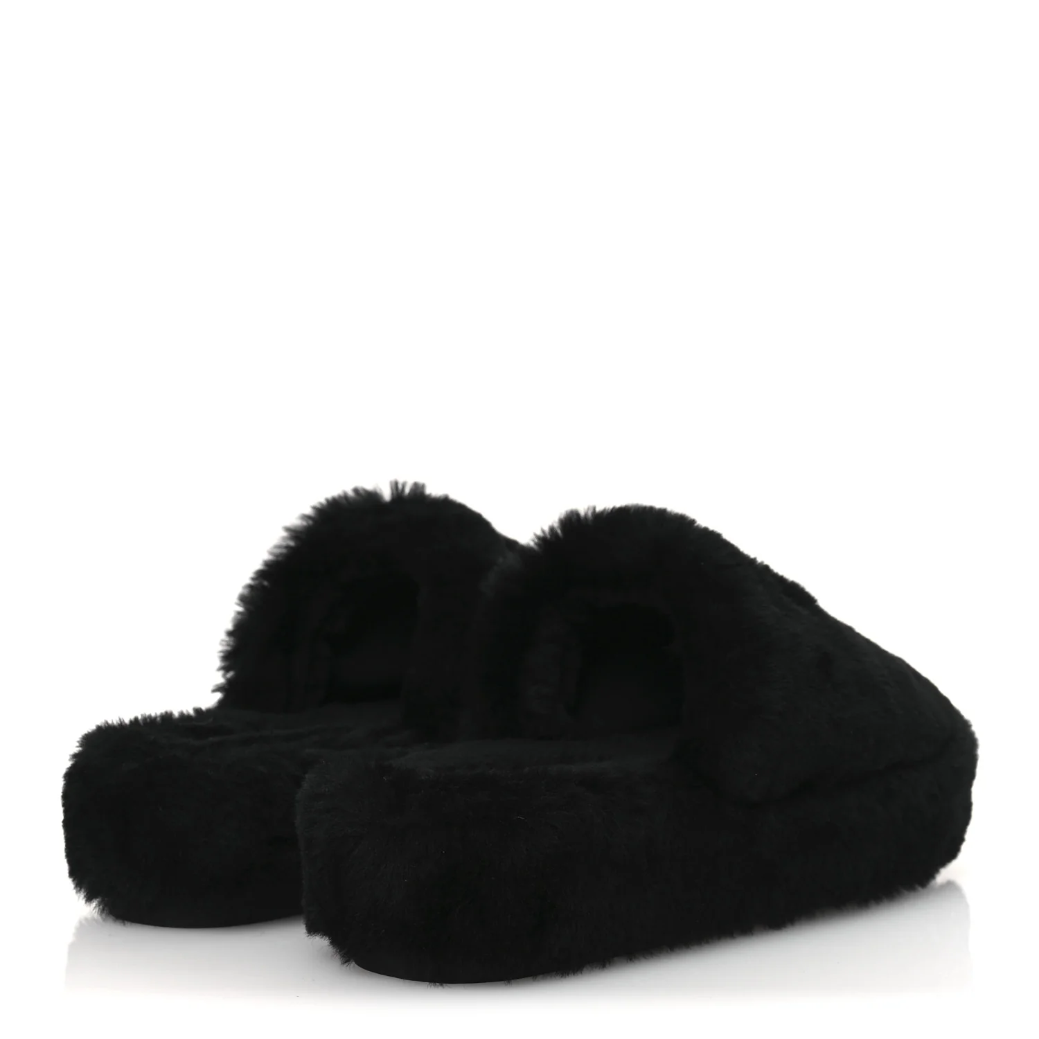 Shearling CC Flat Mules 40 Black - Top Club
