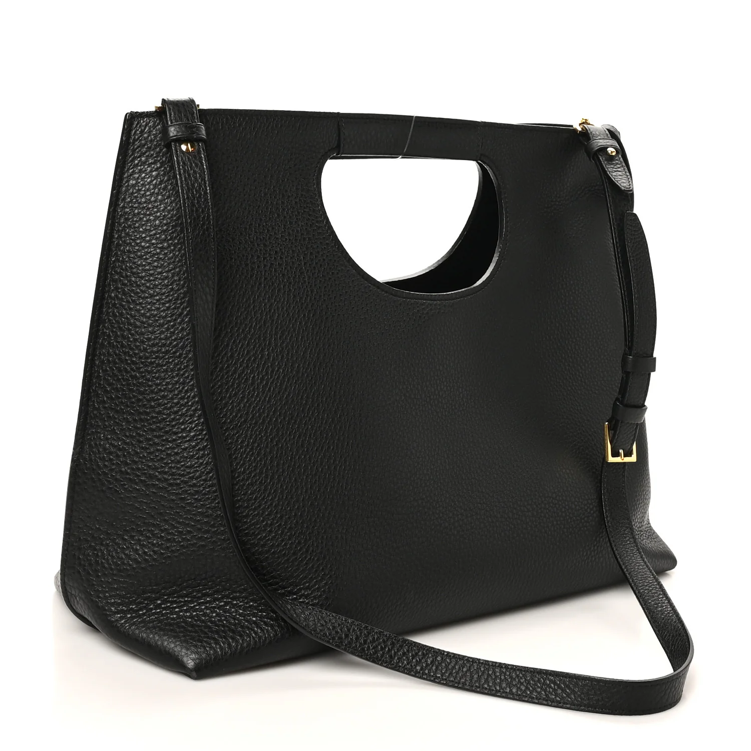 Pebbled Calfskin Alix Padlock Foldover Bag Black - Top Club