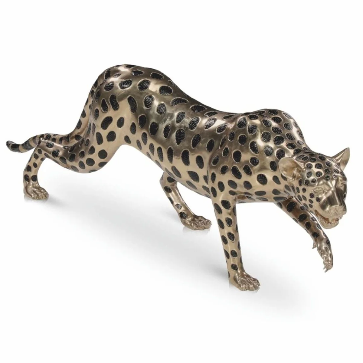 Luxury decorative bronze sculpture cheetah gold / black 148 cm - bronze figure