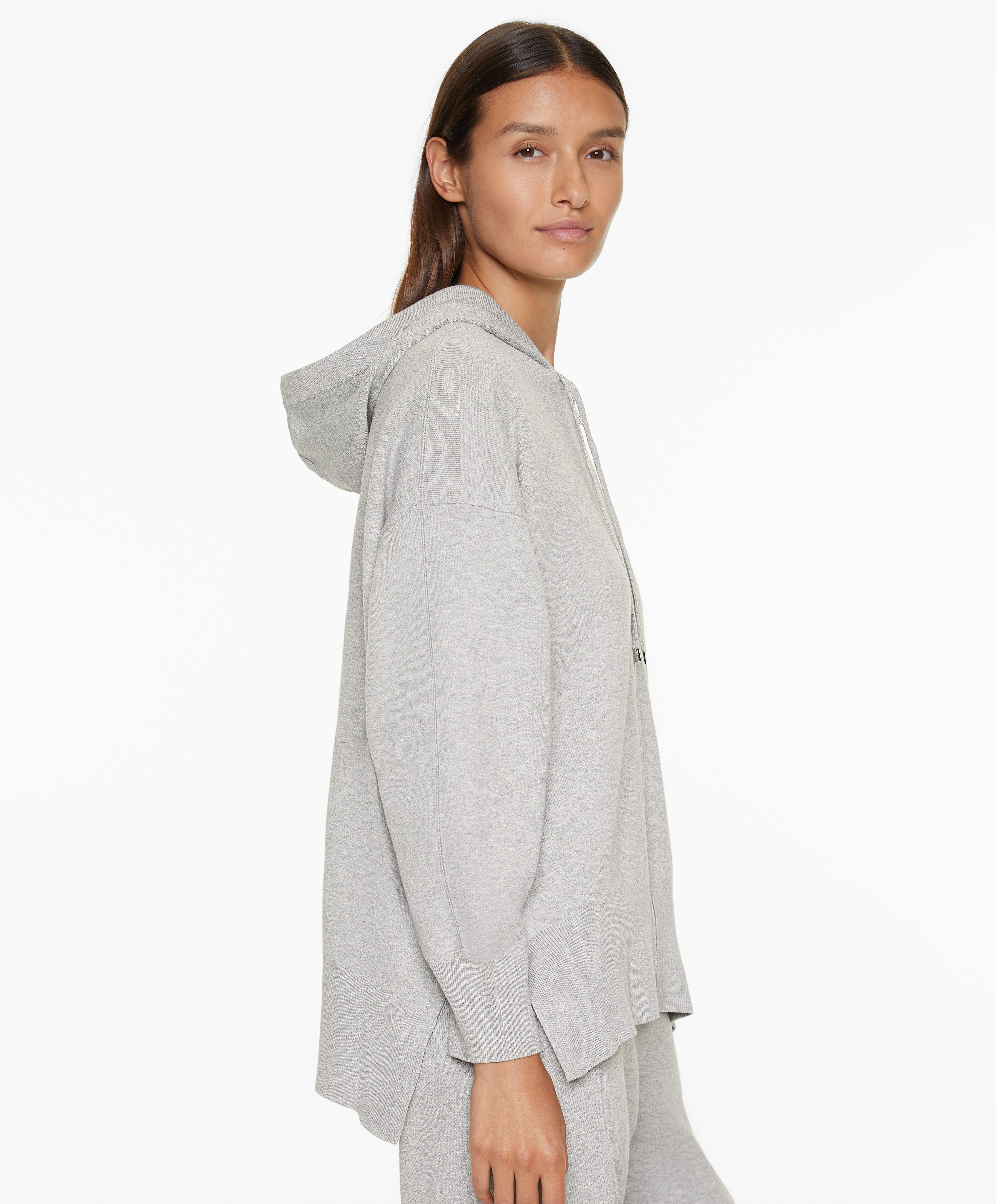 OYSHO Zipped knit hooded jacket