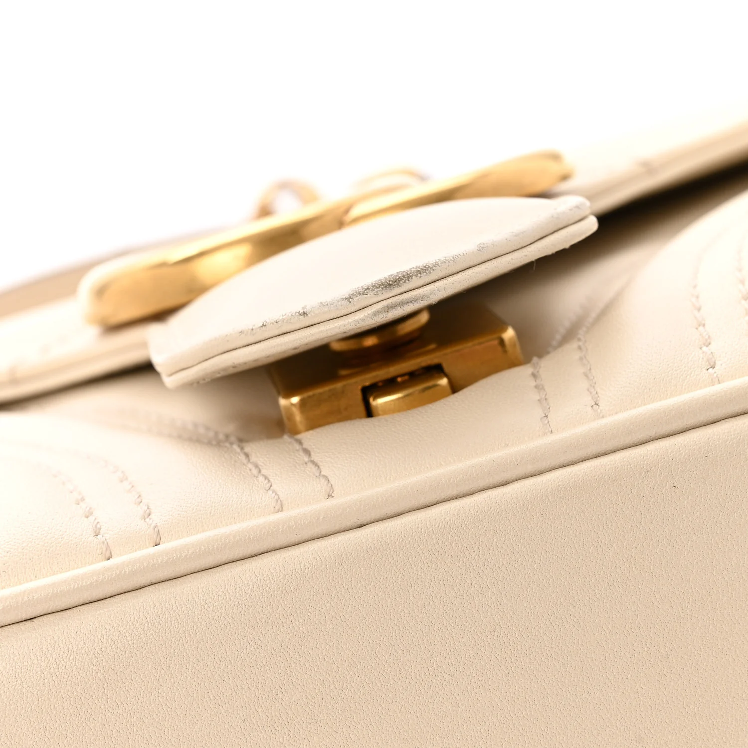 Calfskin Matelasse Small GG Marmont Shoulder Bag White - Top Club