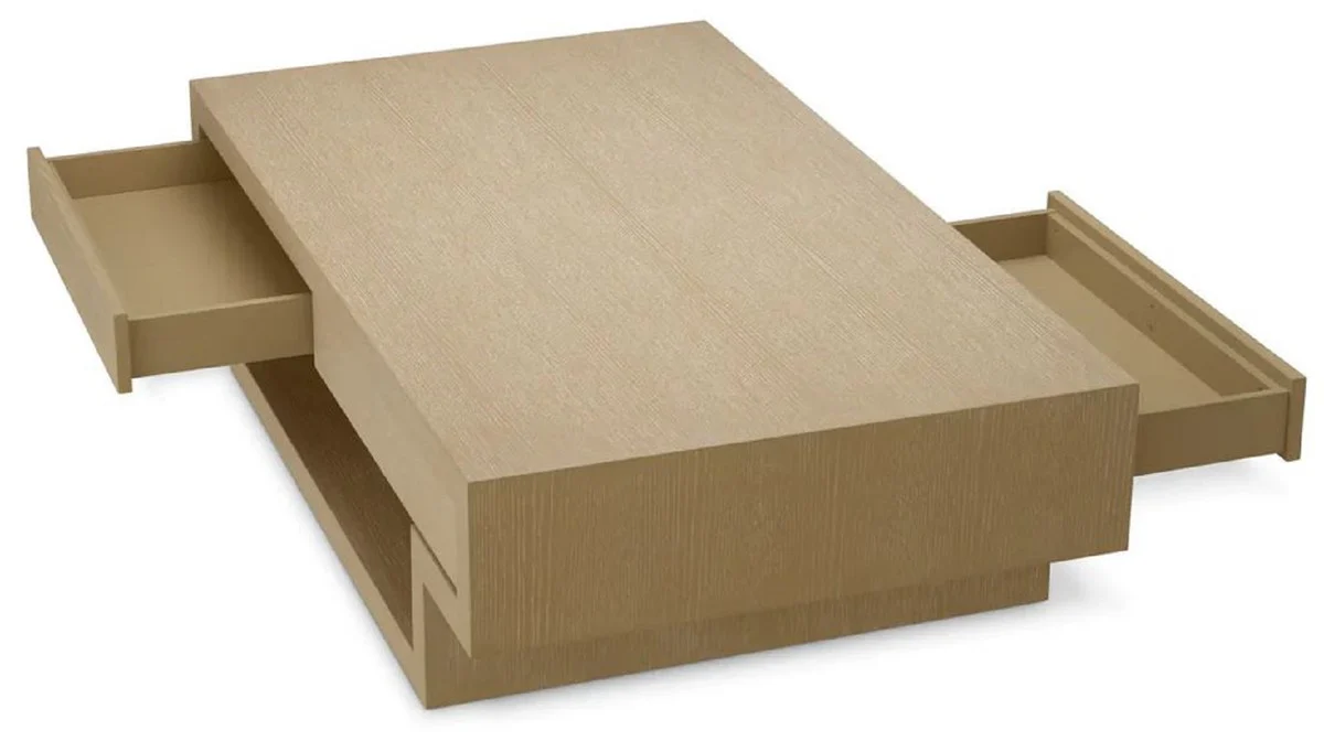 Luxury coffee table with 4 drawers beige 140 cm