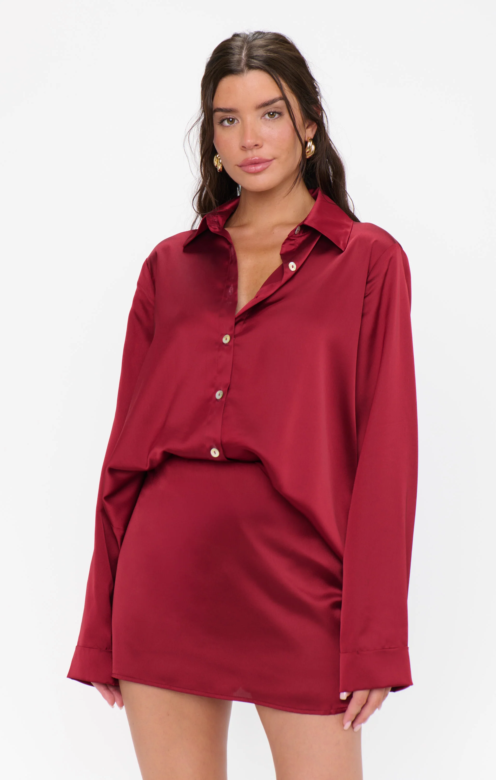 All Night Skort ~ Cranberry Luxe Satin