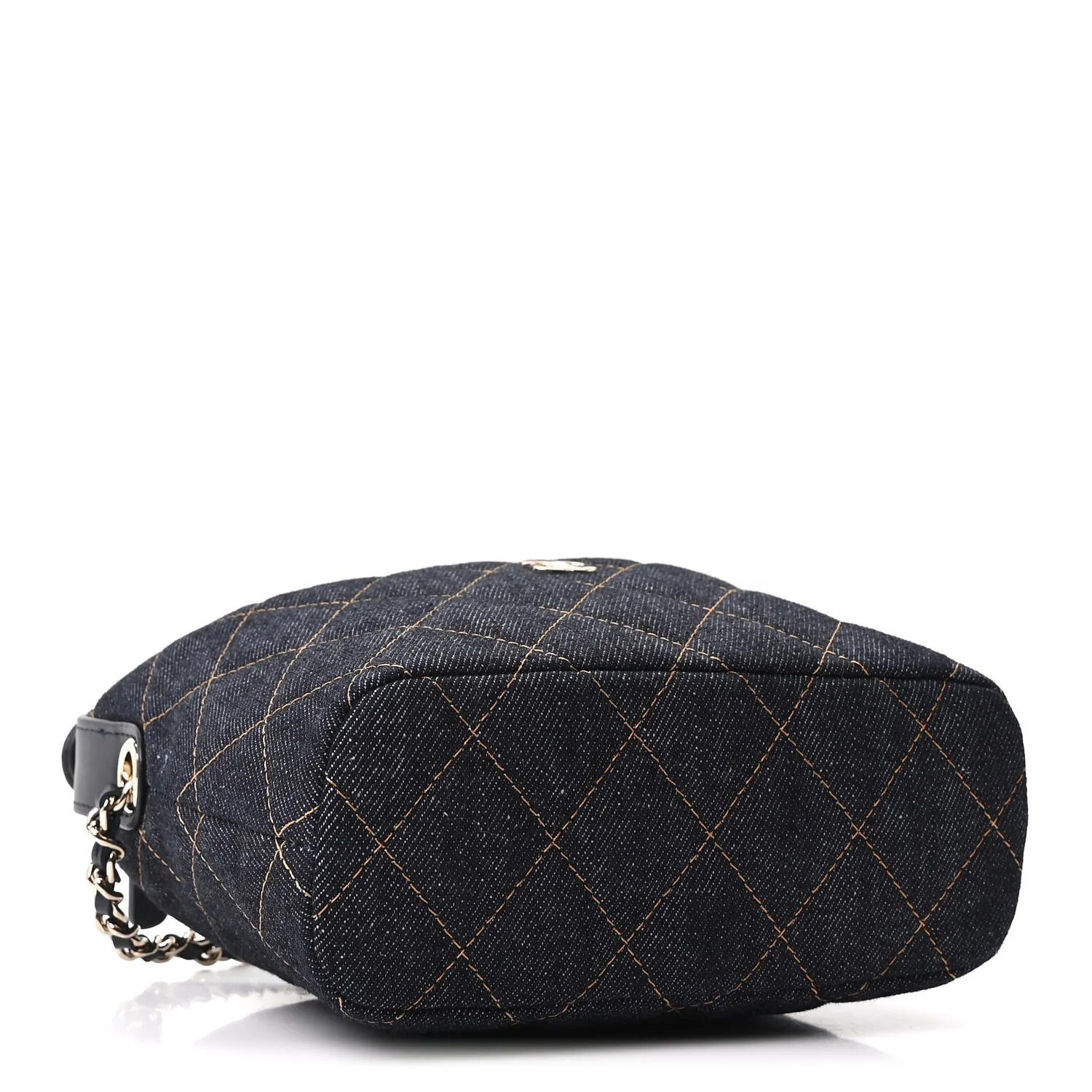 Denim Quilted Hobo Clutch With Chain Dark Blue Orange - Top Club