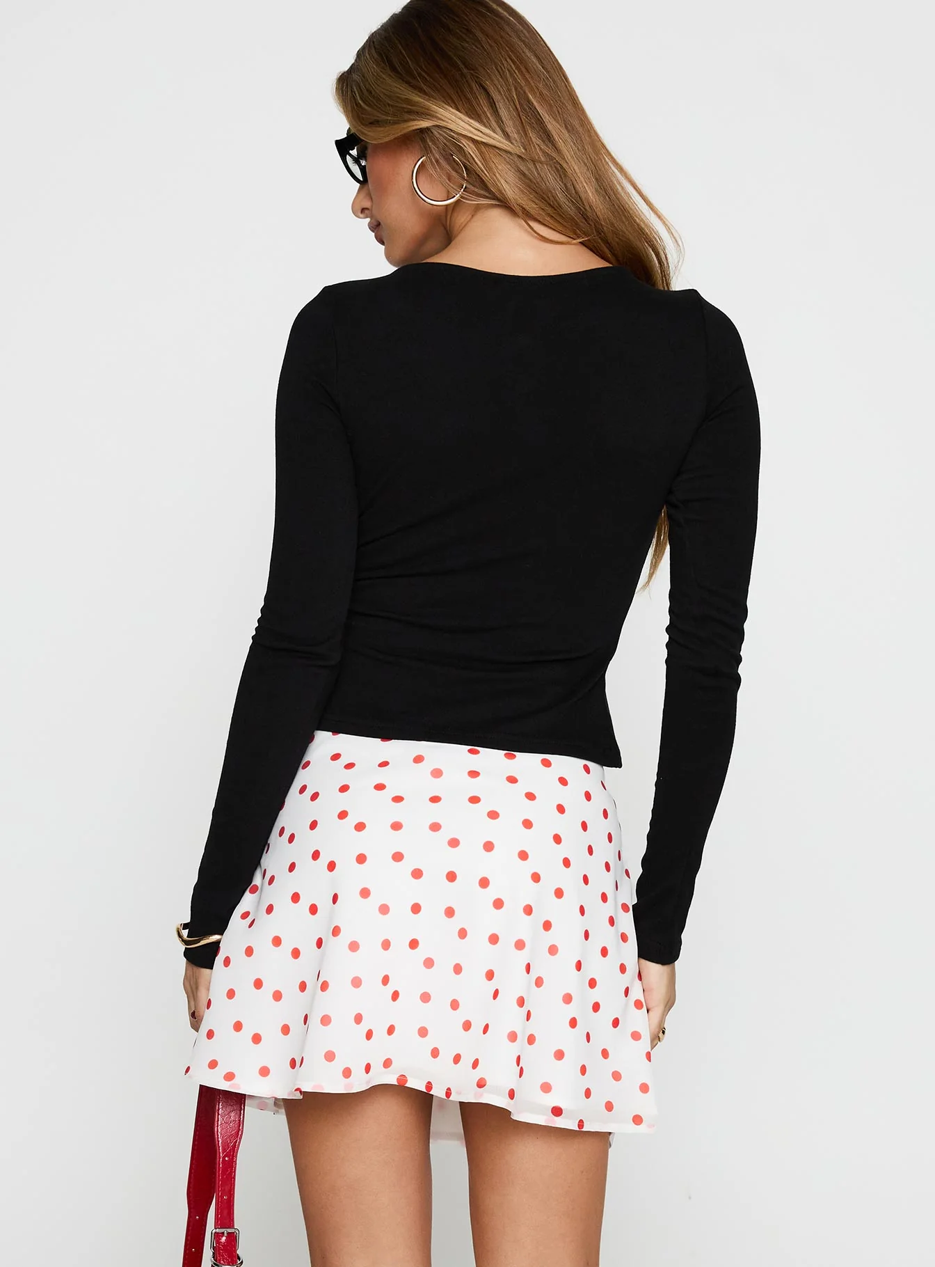 Dapple Bias Mini Skirt White / Red Polka