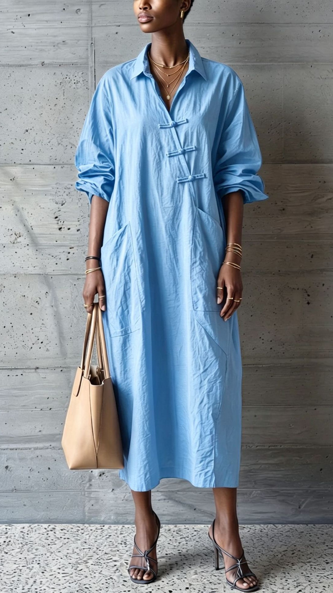 Women's cotton linen collared button-down shirt dress - Nordfashionstorm - Women's Clothing, Fashion for You - Nordfashionstorm.com